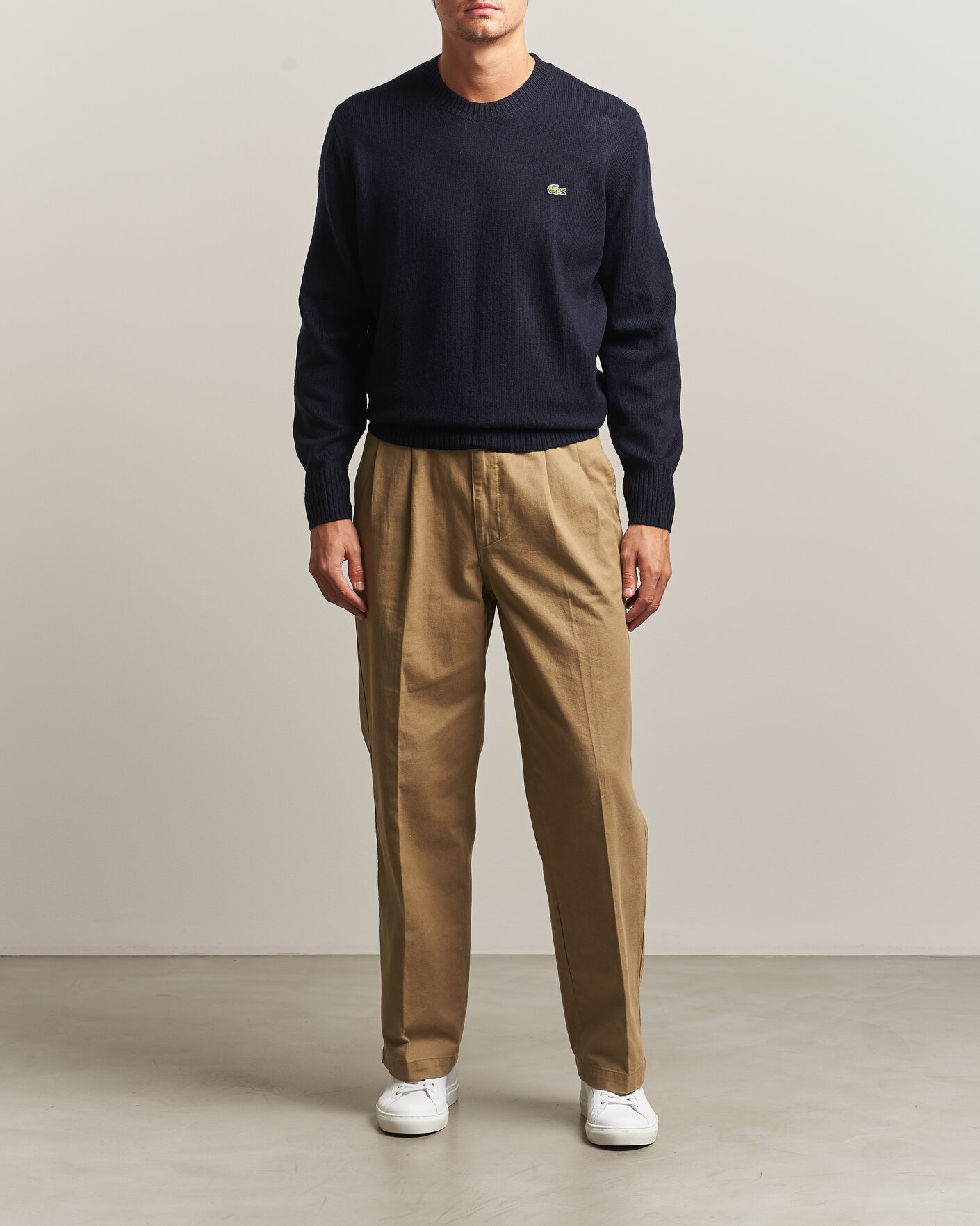 Herre | Gensere | Lacoste | Carded Wool Crew Neck Navy Blue