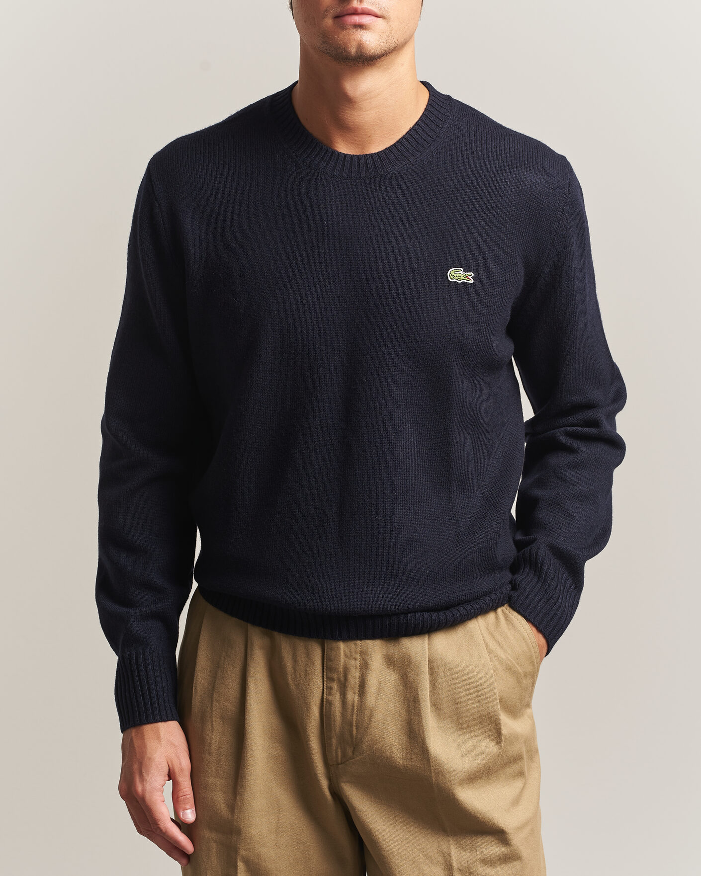 Herre | Gensere | Lacoste | Carded Wool Crew Neck Navy Blue