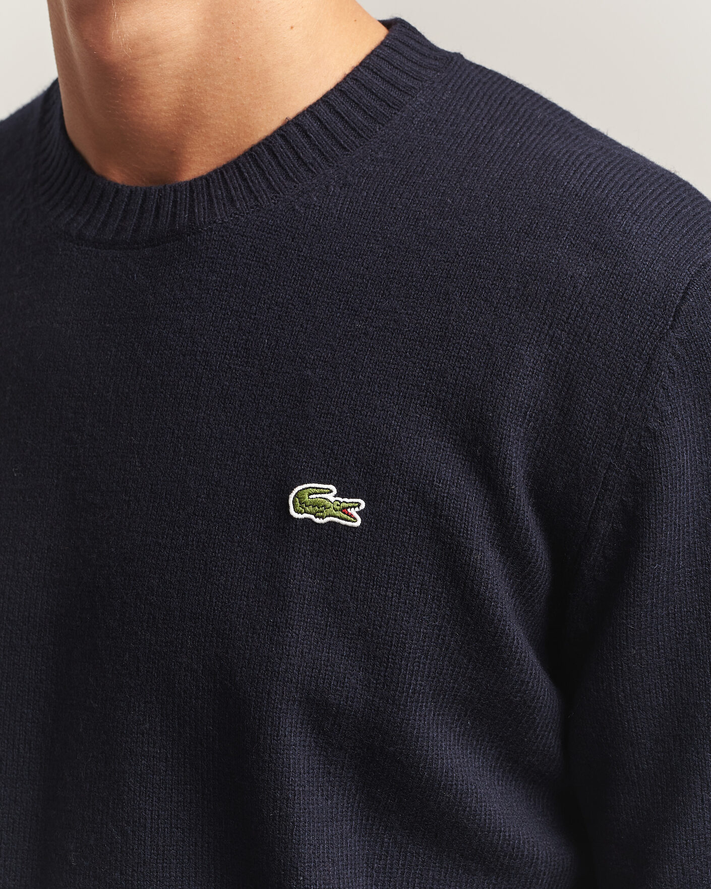 Herre | Gensere | Lacoste | Carded Wool Crew Neck Navy Blue