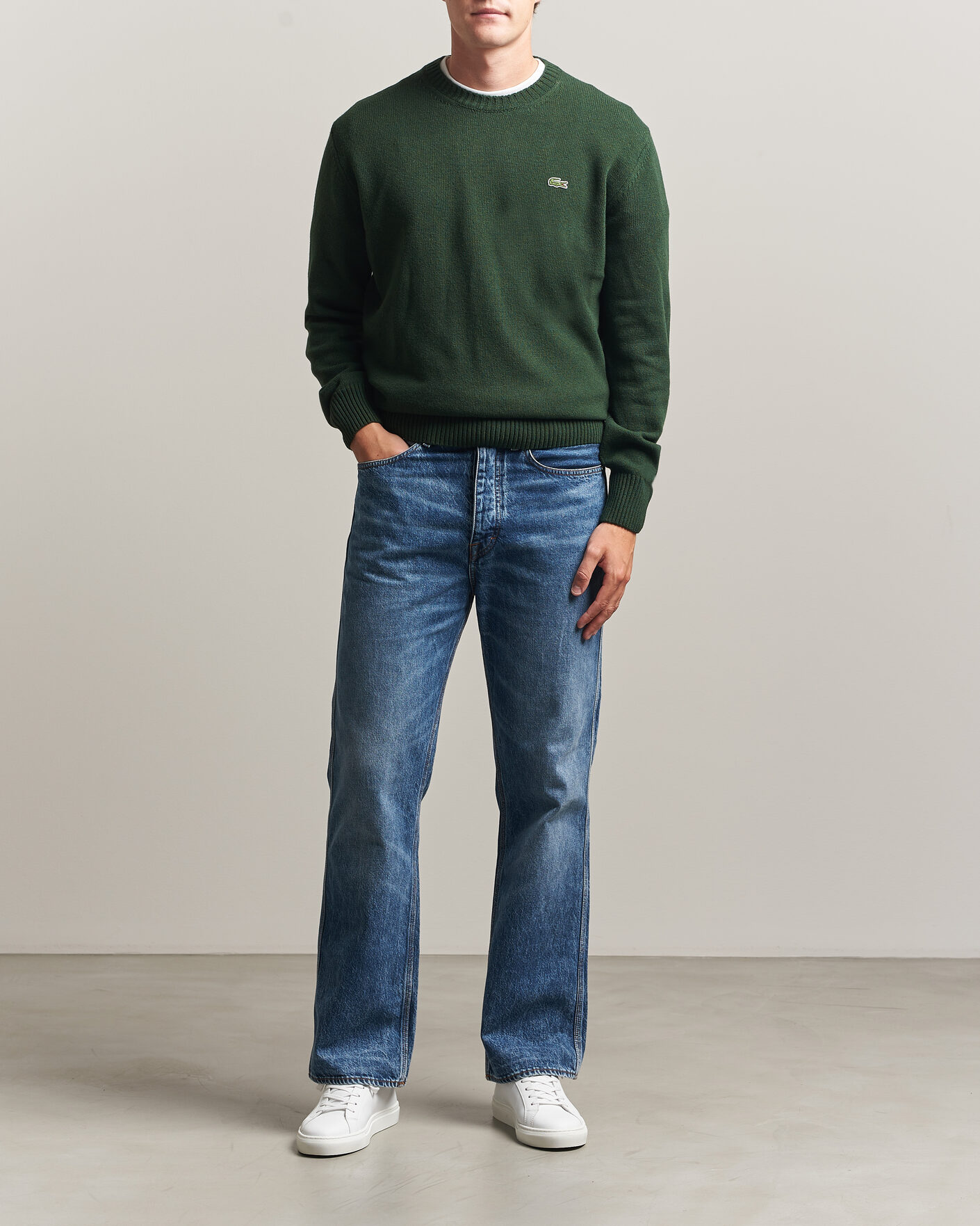 Herre | Gensere | Lacoste | Carded Wool Crew Neck Sinople
