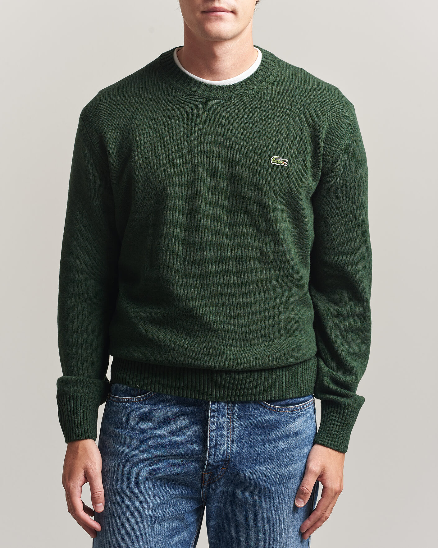 Herre | Gensere | Lacoste | Carded Wool Crew Neck Sinople