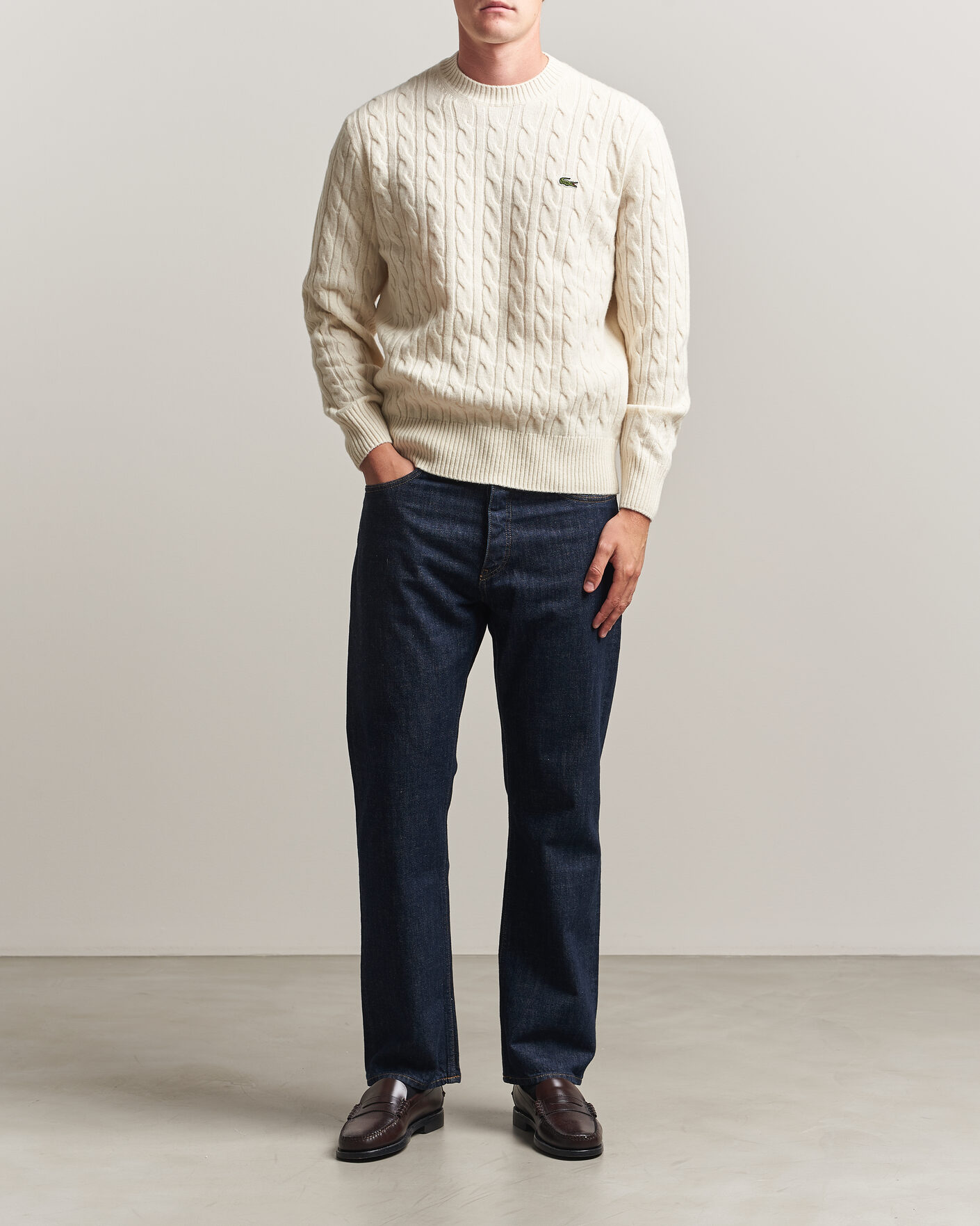 Herre | Gensere | Lacoste | Carded Wool Cable Crew Neck Lapland