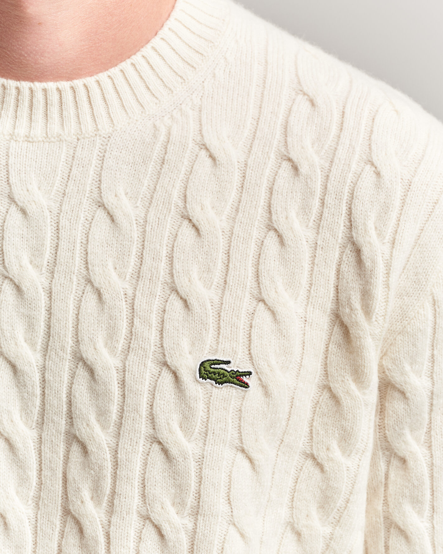 Herre | Gensere | Lacoste | Carded Wool Cable Crew Neck Lapland