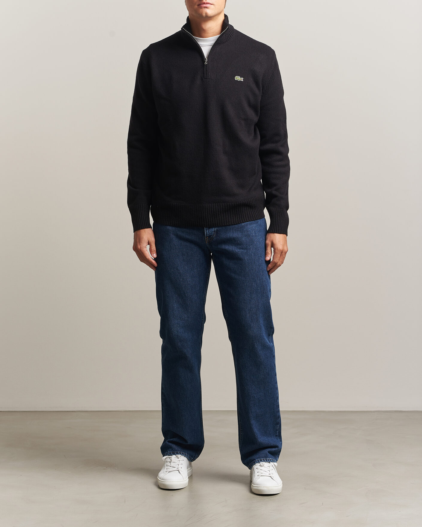 Herre | Gensere | Lacoste | Carded Wool Half Zip Black