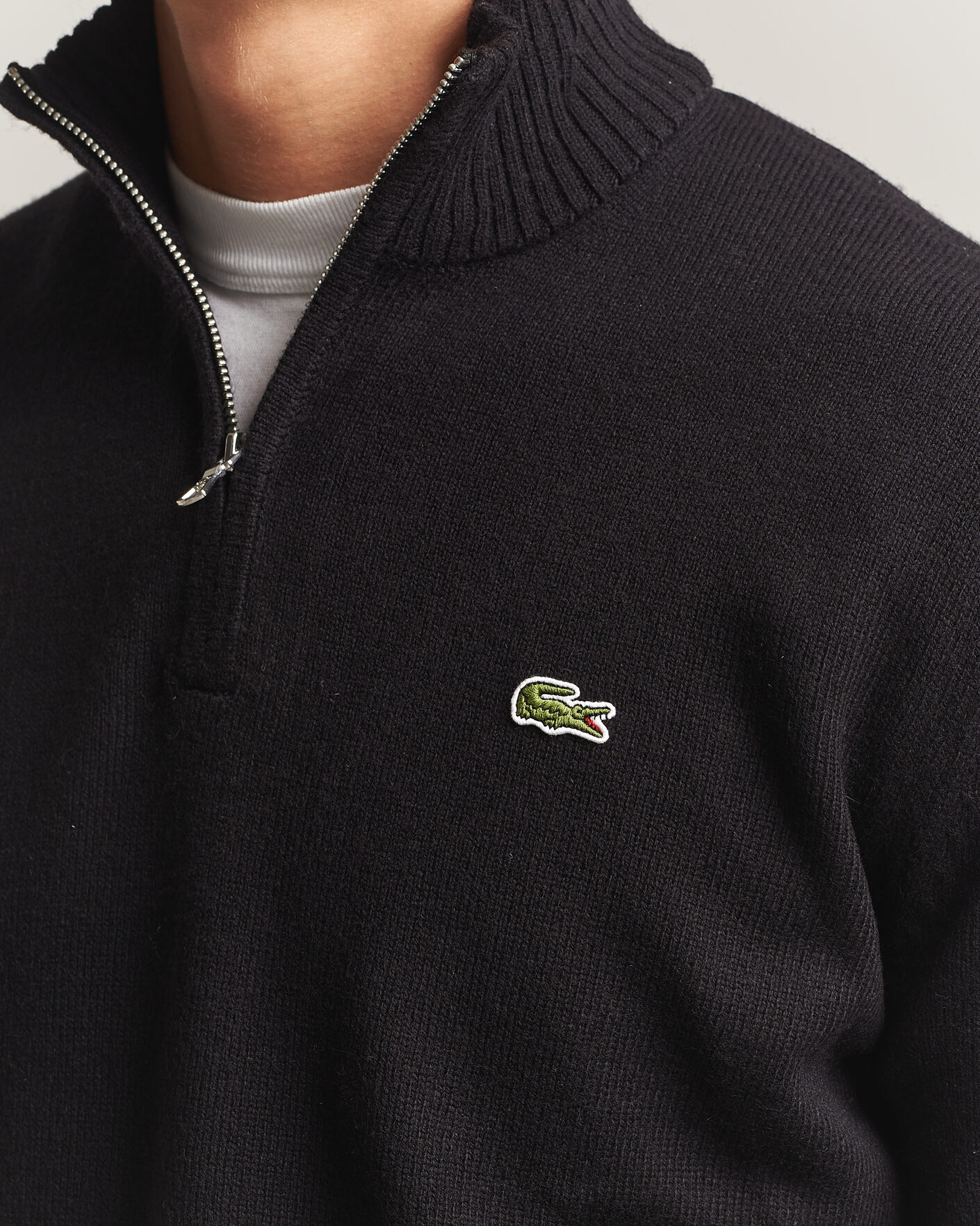 Herre | Gensere | Lacoste | Carded Wool Half Zip Black