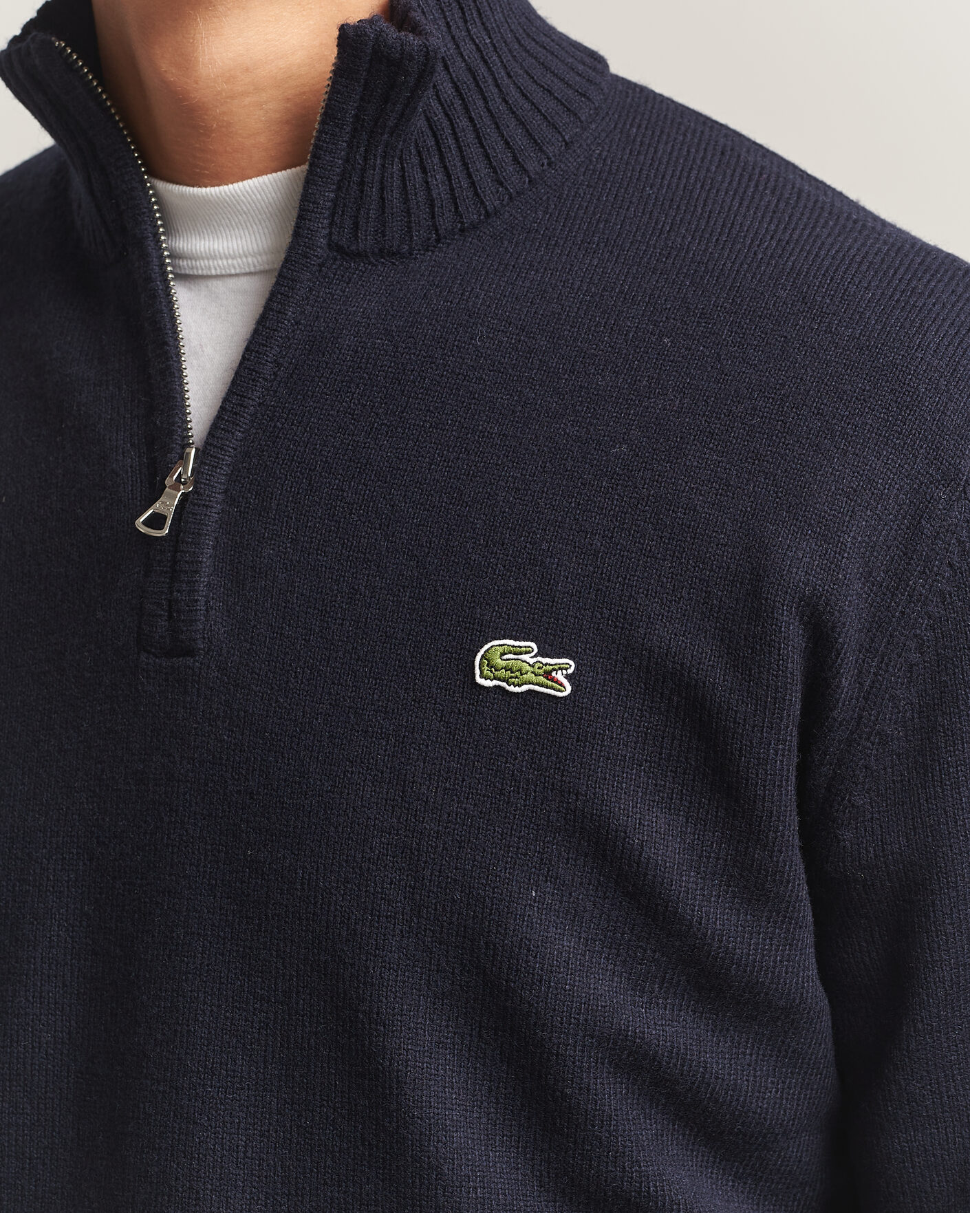Herre | Gensere | Lacoste | Carded Wool Half Zip Navy Blue