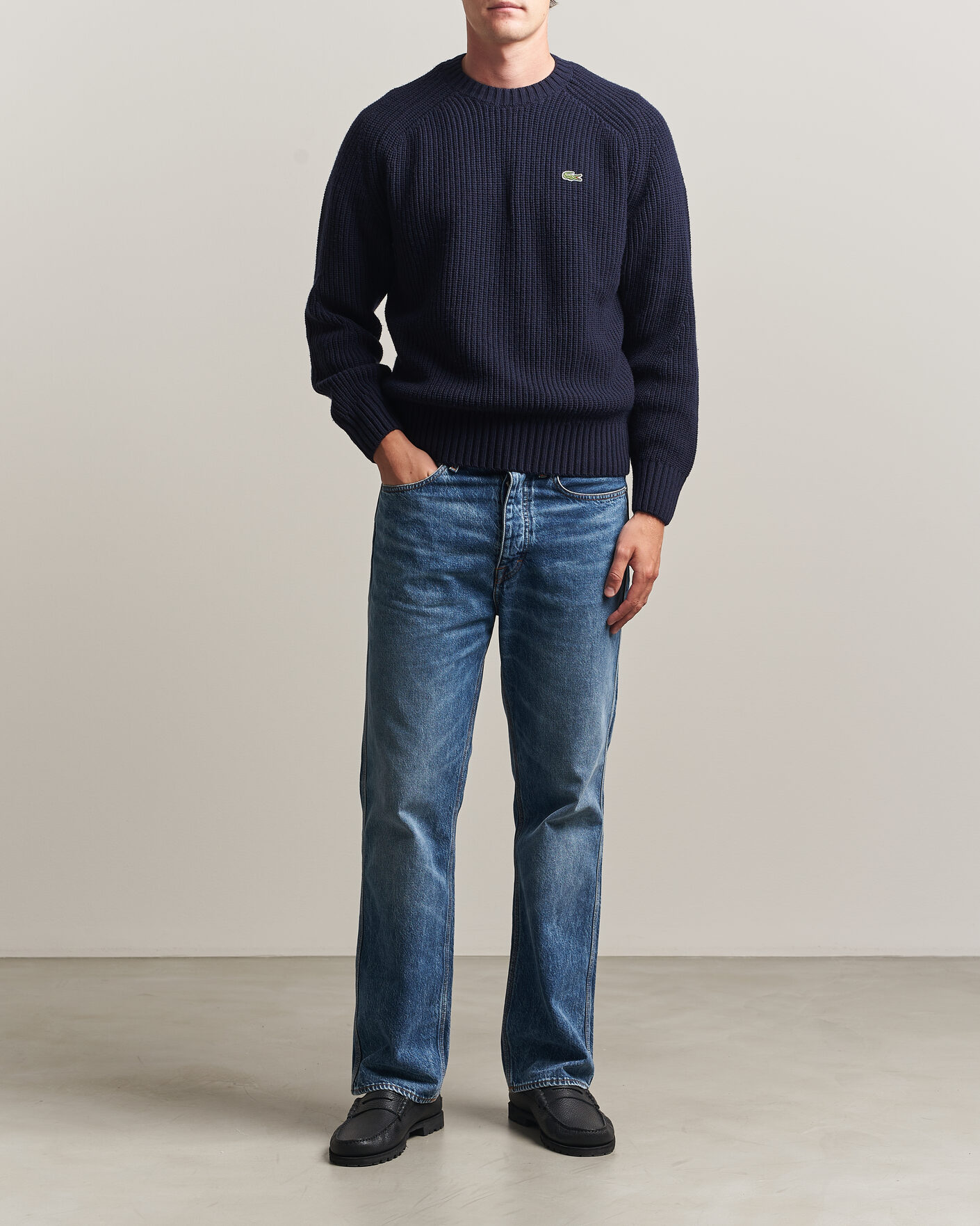 Herre | Gensere | Lacoste | Heavy Wool Knitted Sweater Navy Blue