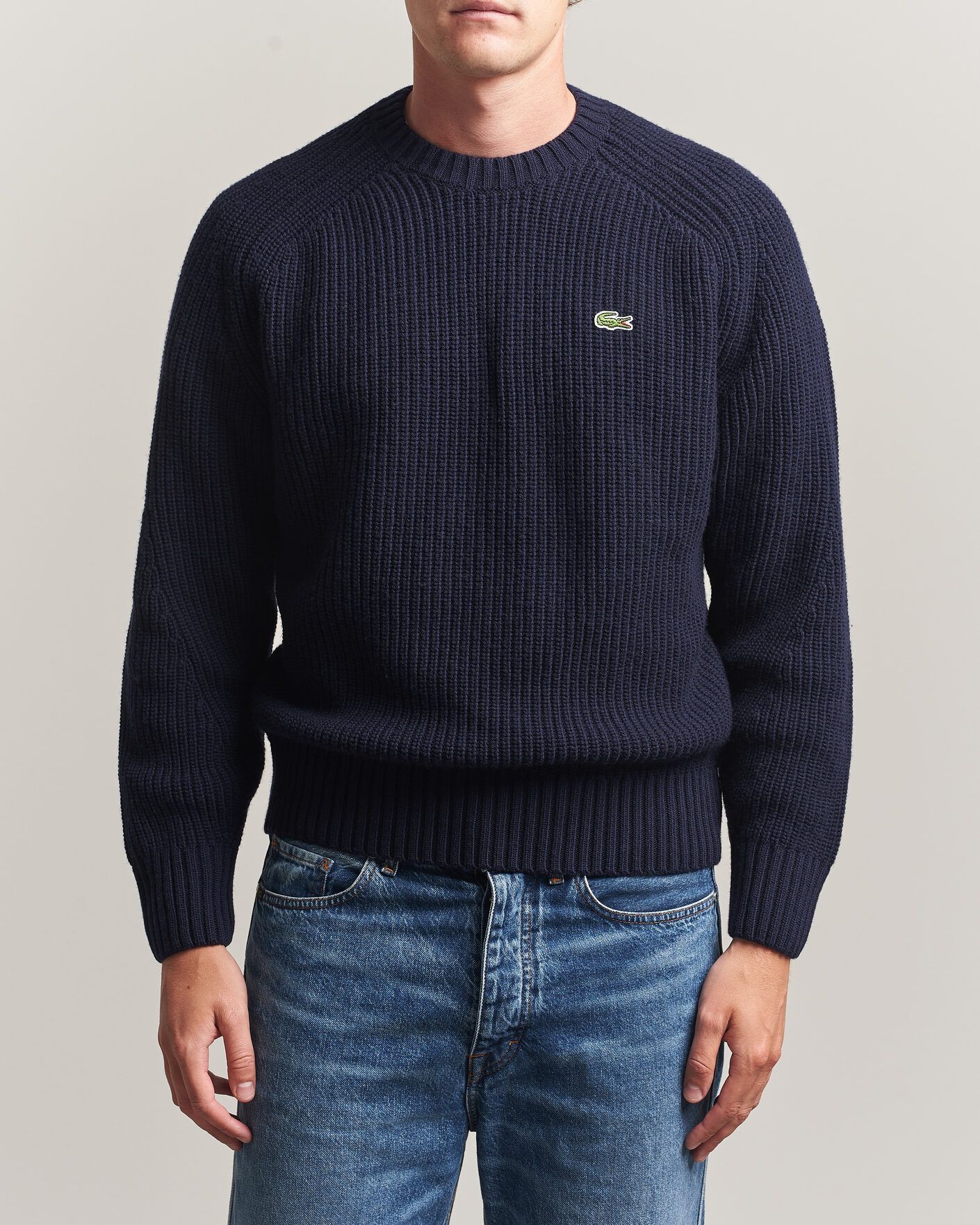 Herre | Gensere | Lacoste | Heavy Wool Knitted Sweater Navy Blue