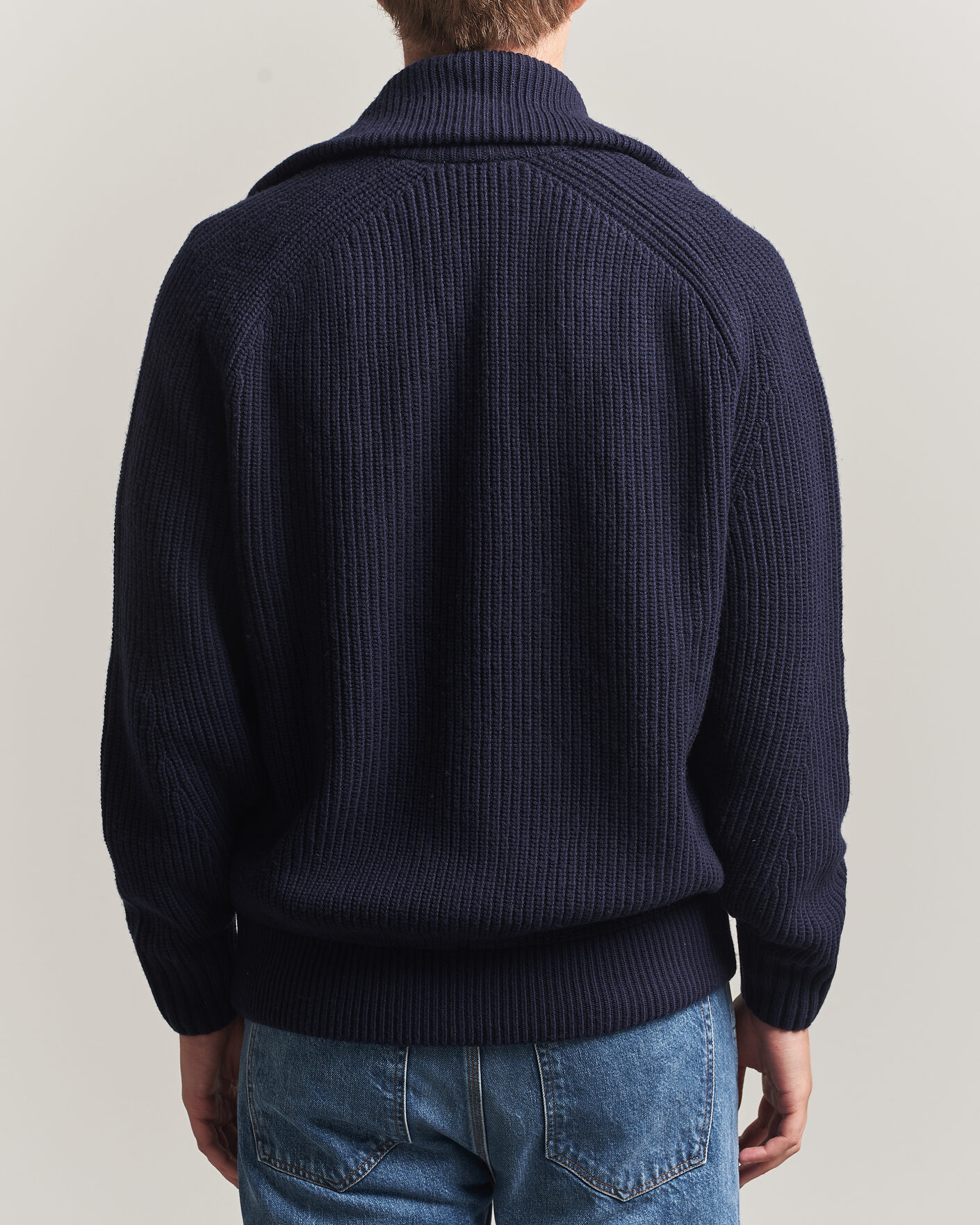 Herre | Gensere | Lacoste | Heavy Wool Knitted Full Zip Navy Blue