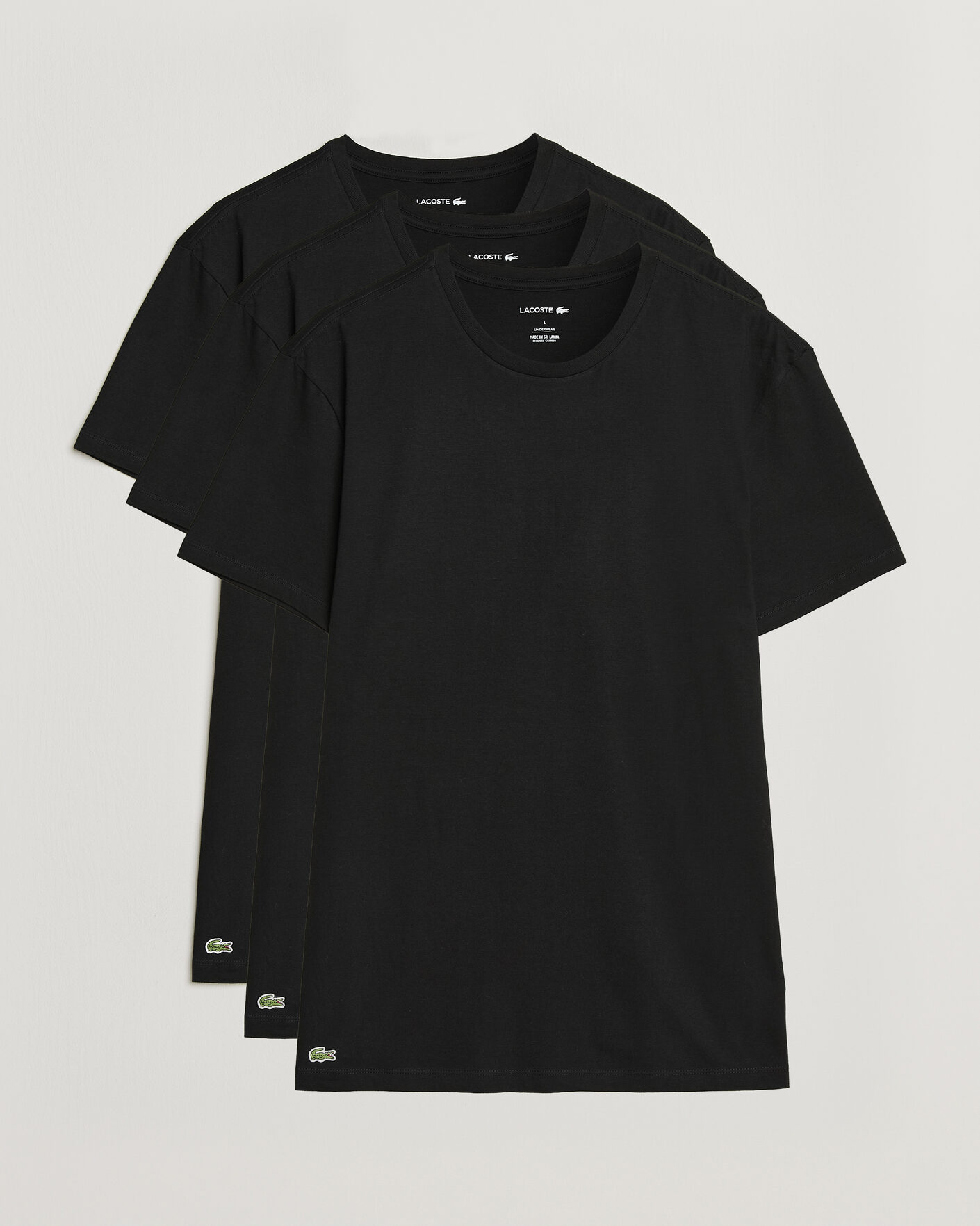 Herre | T-Shirts | Lacoste | 3-Pack Crew Neck T-Shirt Black