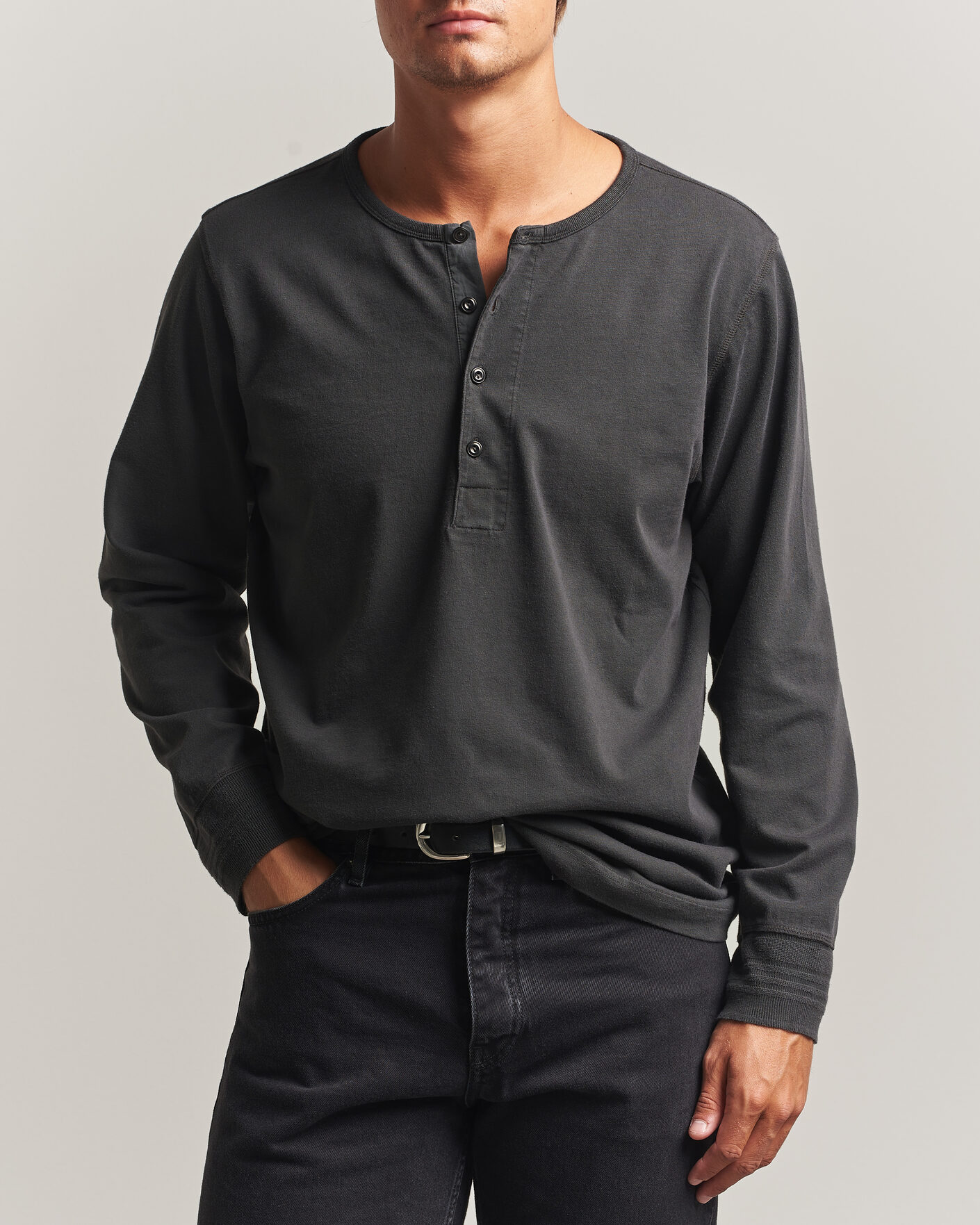 Herre | Gensere | Nudie Jeans | Long Sleeved Henley Antracite