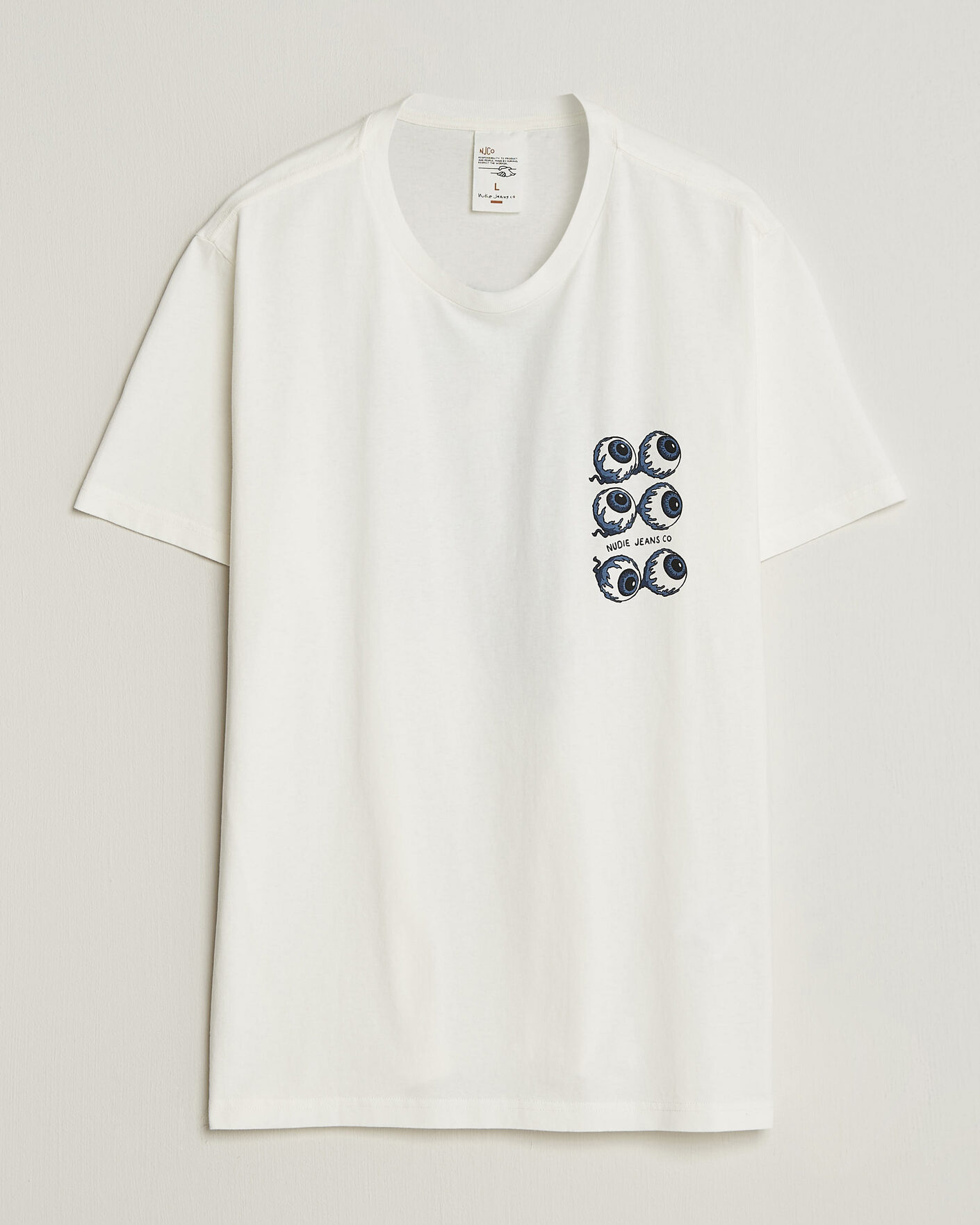 Herre | T-Shirts | Nudie Jeans | Roy Wall Crack T-Shirt Chalk White