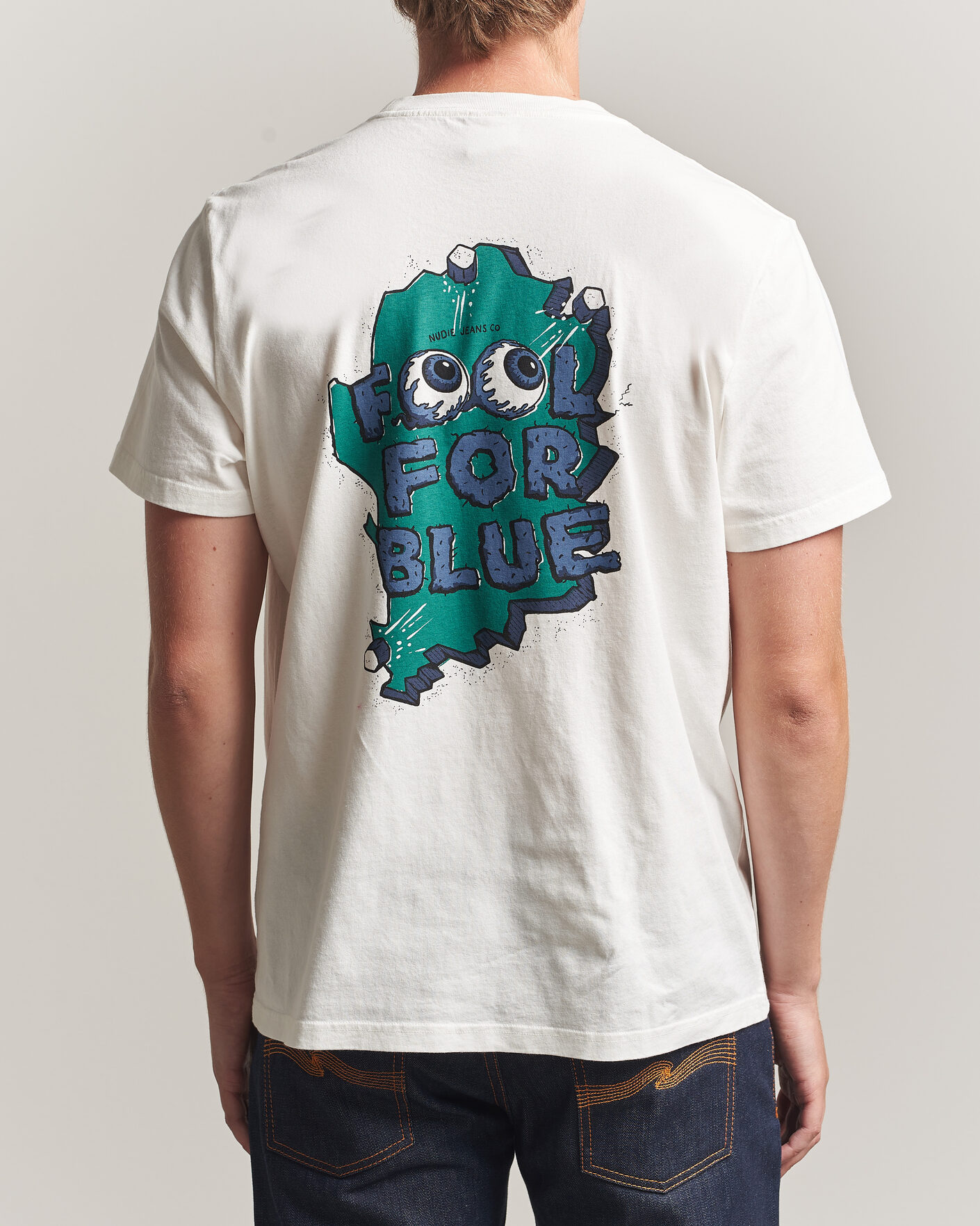 Herre | T-Shirts | Nudie Jeans | Roy Wall Crack T-Shirt Chalk White