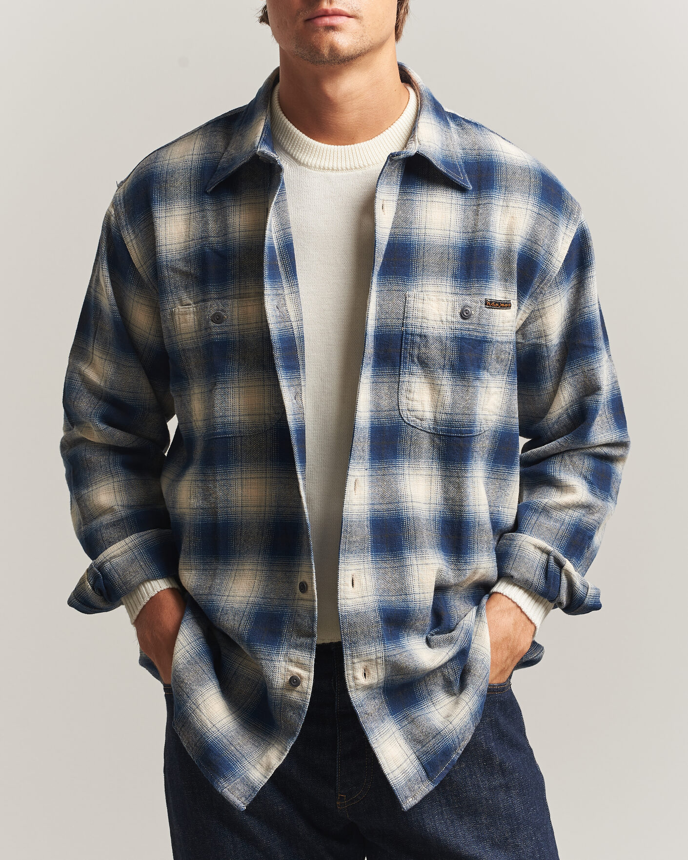 Herre | Skjorter | Nudie Jeans | Julian Worker Checked Shirt Blue