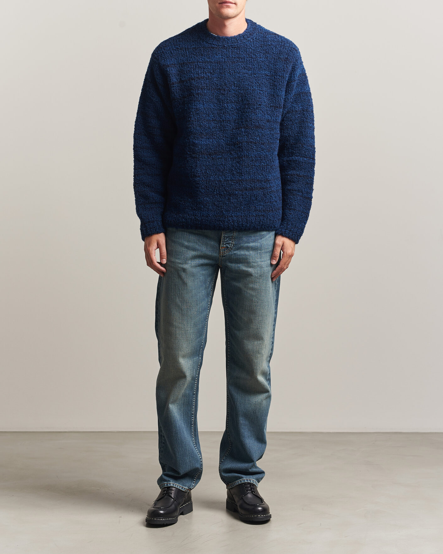 Herre | Gensere | Nudie Jeans | Gurra Bouclé Knitted Sweater Blue Multi