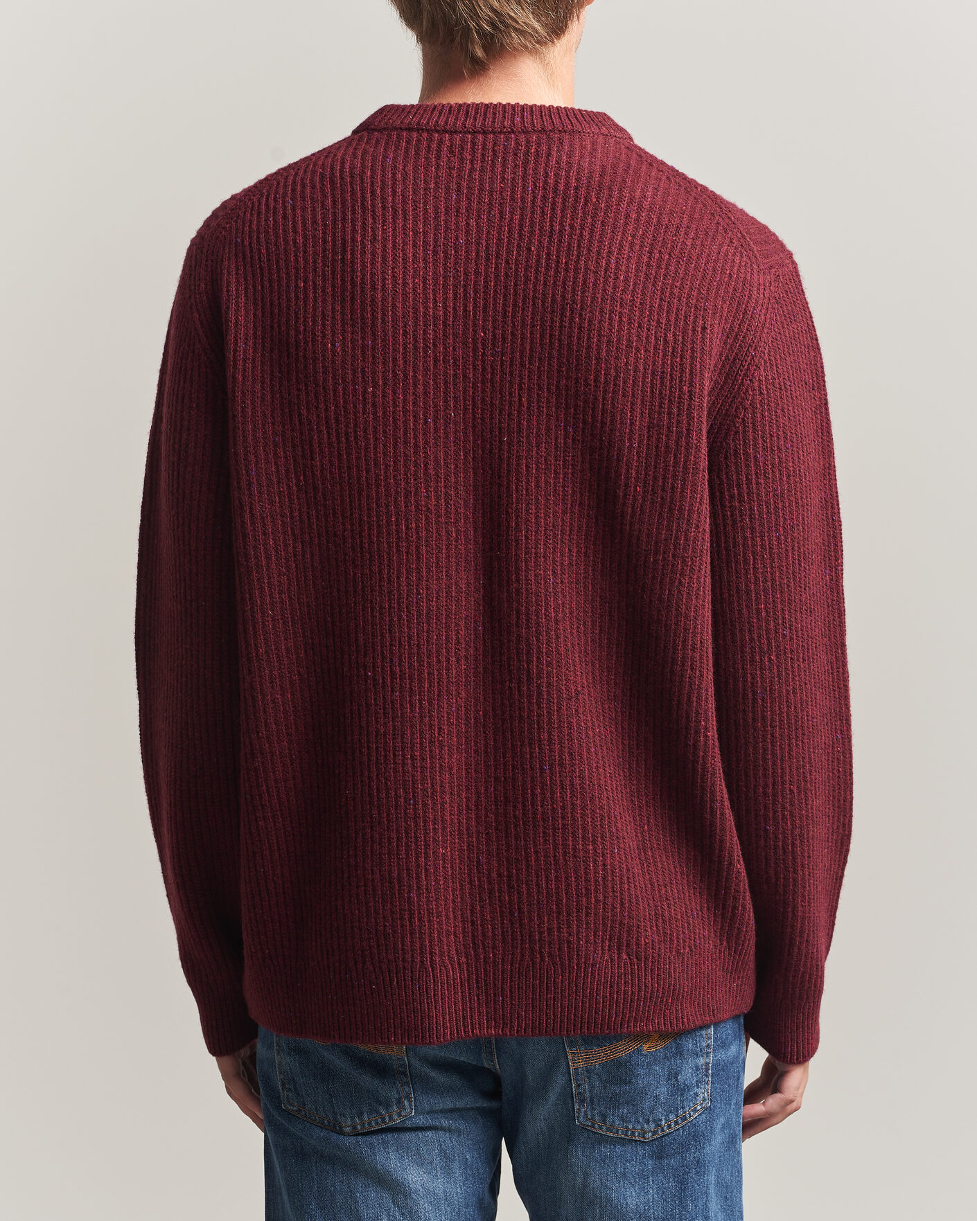 Herre | Gensere | Nudie Jeans | August Wool Rib Knitted Sweater Burgundy