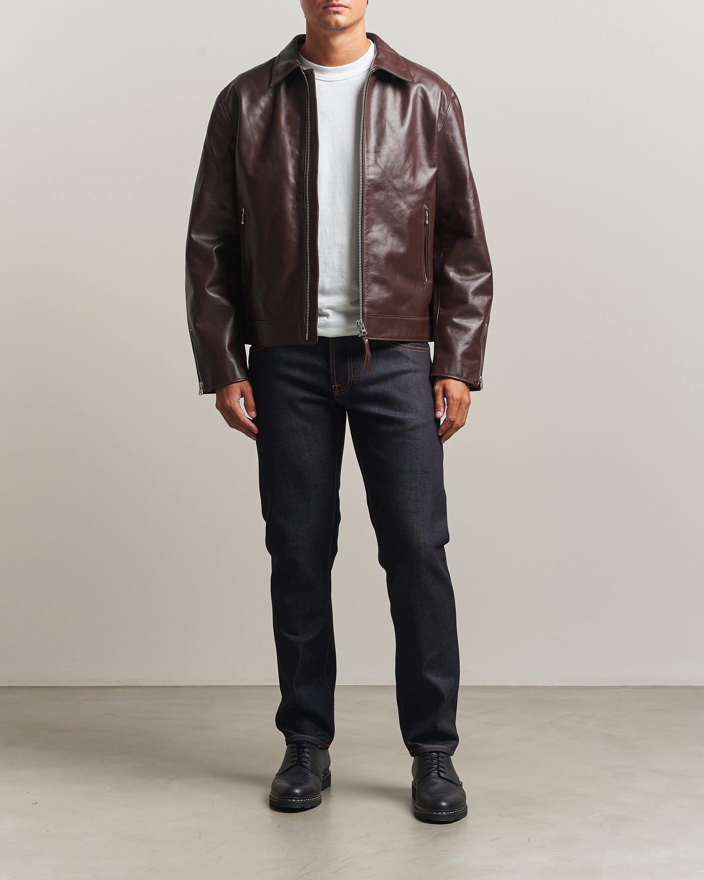 Herre | Jakker | Nudie Jeans | Eddy Rider Leather Jacket Burgundy Brown