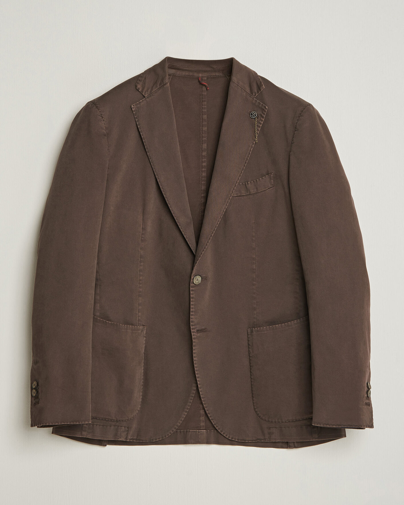 Herre | Dressjakker | Santaniello | Washed Cotton Patch Pocket Blazer Brown
