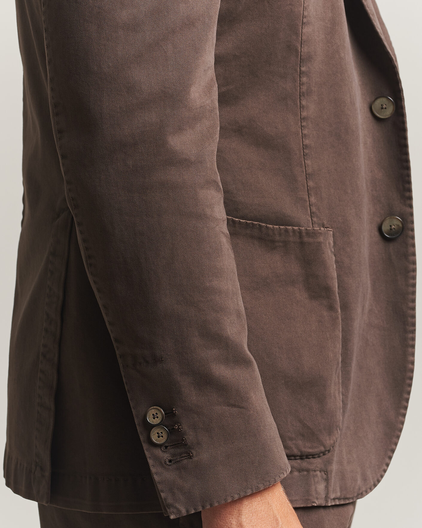 Herre | Dressjakker | Santaniello | Washed Cotton Patch Pocket Blazer Brown