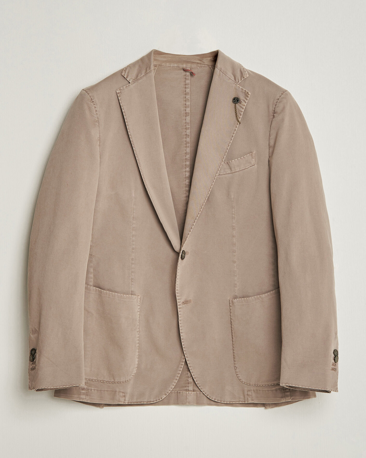 Herre | Dressjakker | Santaniello | Washed Cotton Patch Pocket Blazer Taupe