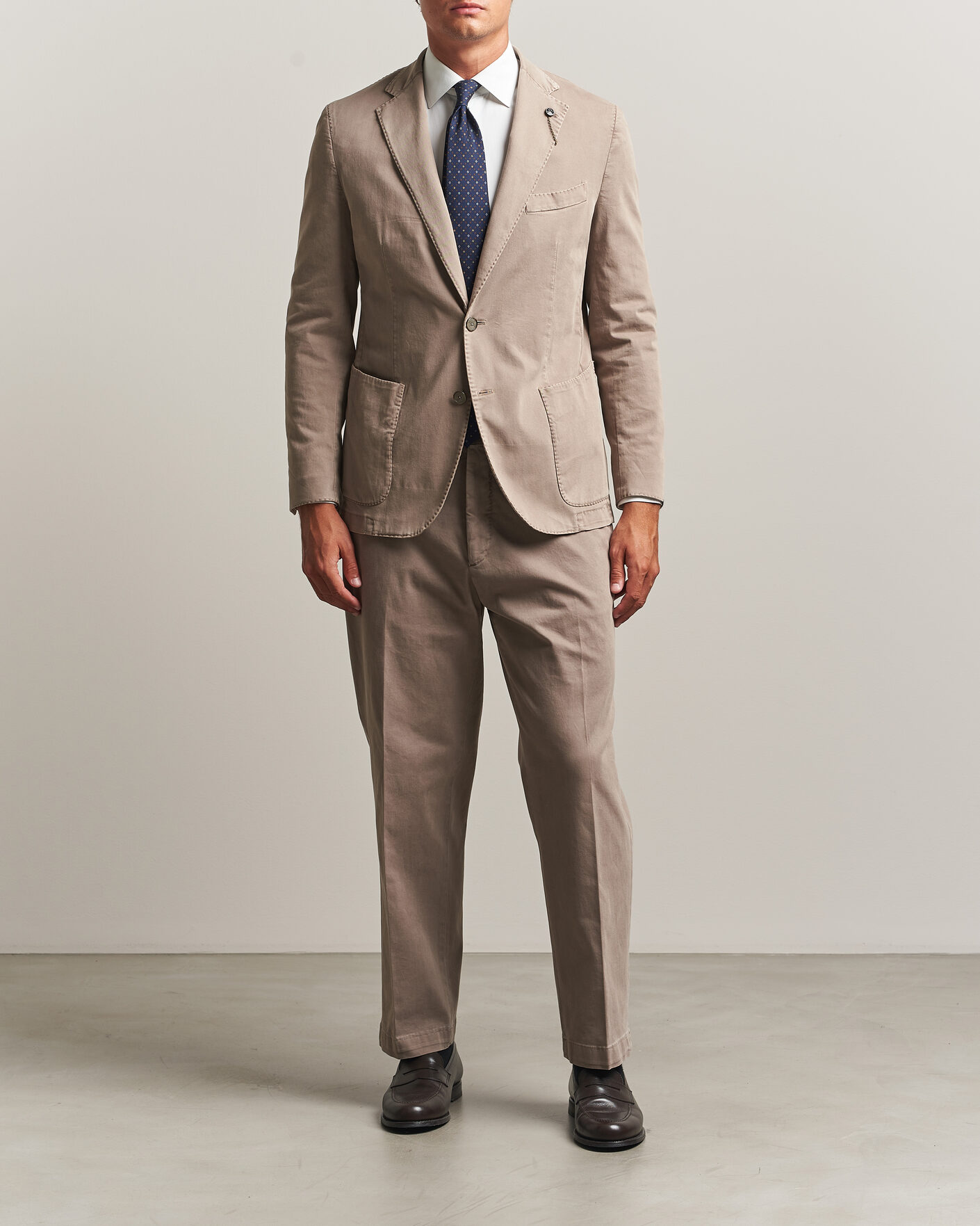 Herre | Dressjakker | Santaniello | Washed Cotton Patch Pocket Blazer Taupe