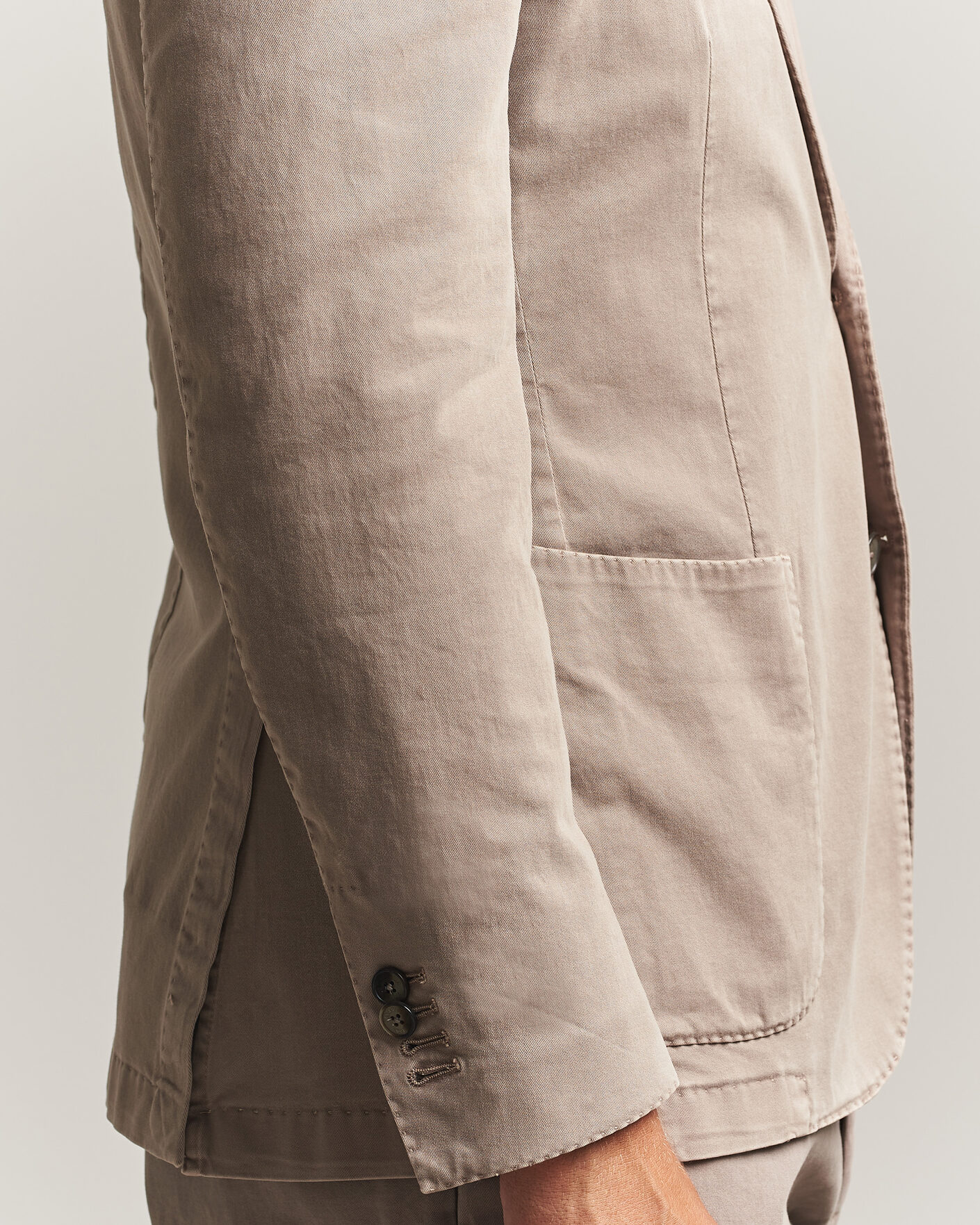 Herre | Dressjakker | Santaniello | Washed Cotton Patch Pocket Blazer Taupe