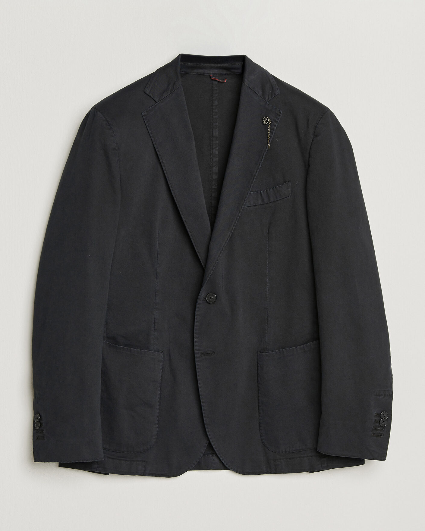 Herre | Dressjakker | Santaniello | Washed Cotton Patch Pocket Blazer Black