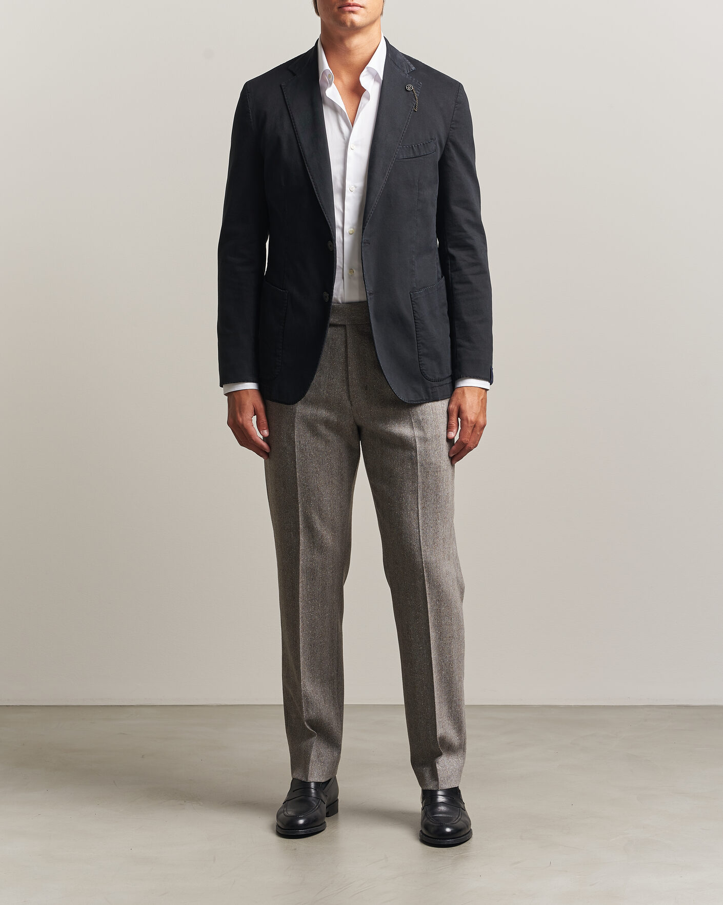 Herre | Dressjakker | Santaniello | Washed Cotton Patch Pocket Blazer Black