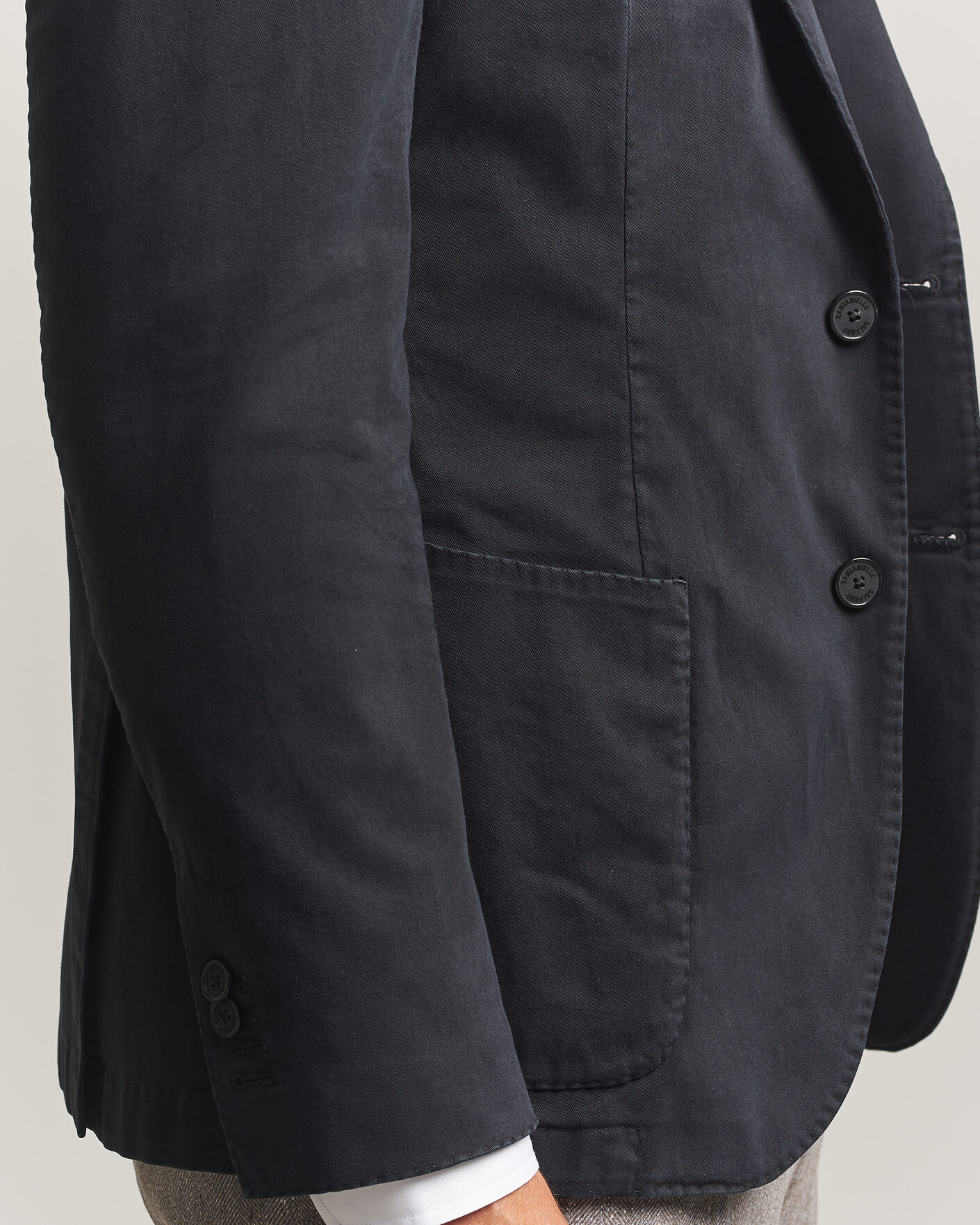 Herre | Dressjakker | Santaniello | Washed Cotton Patch Pocket Blazer Black