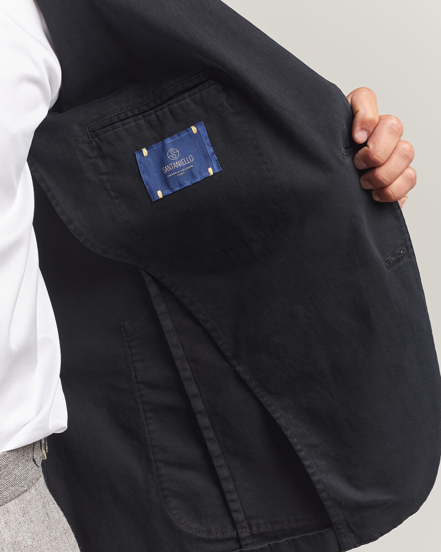 Herre | Dressjakker | Santaniello | Washed Cotton Patch Pocket Blazer Black