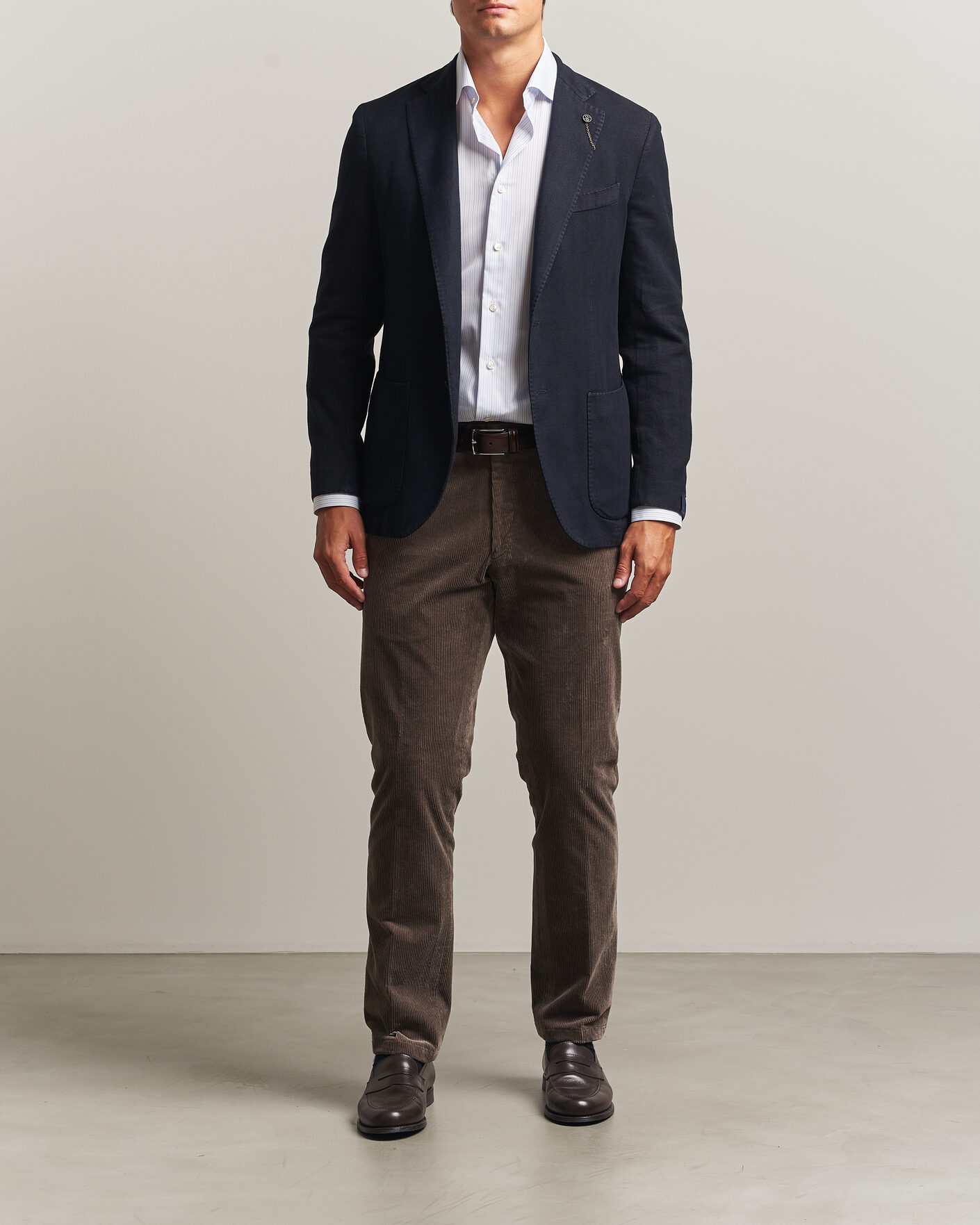 Herre | Dressjakker | Santaniello | Soft Touch Cotton Herringbone Blazer Navy