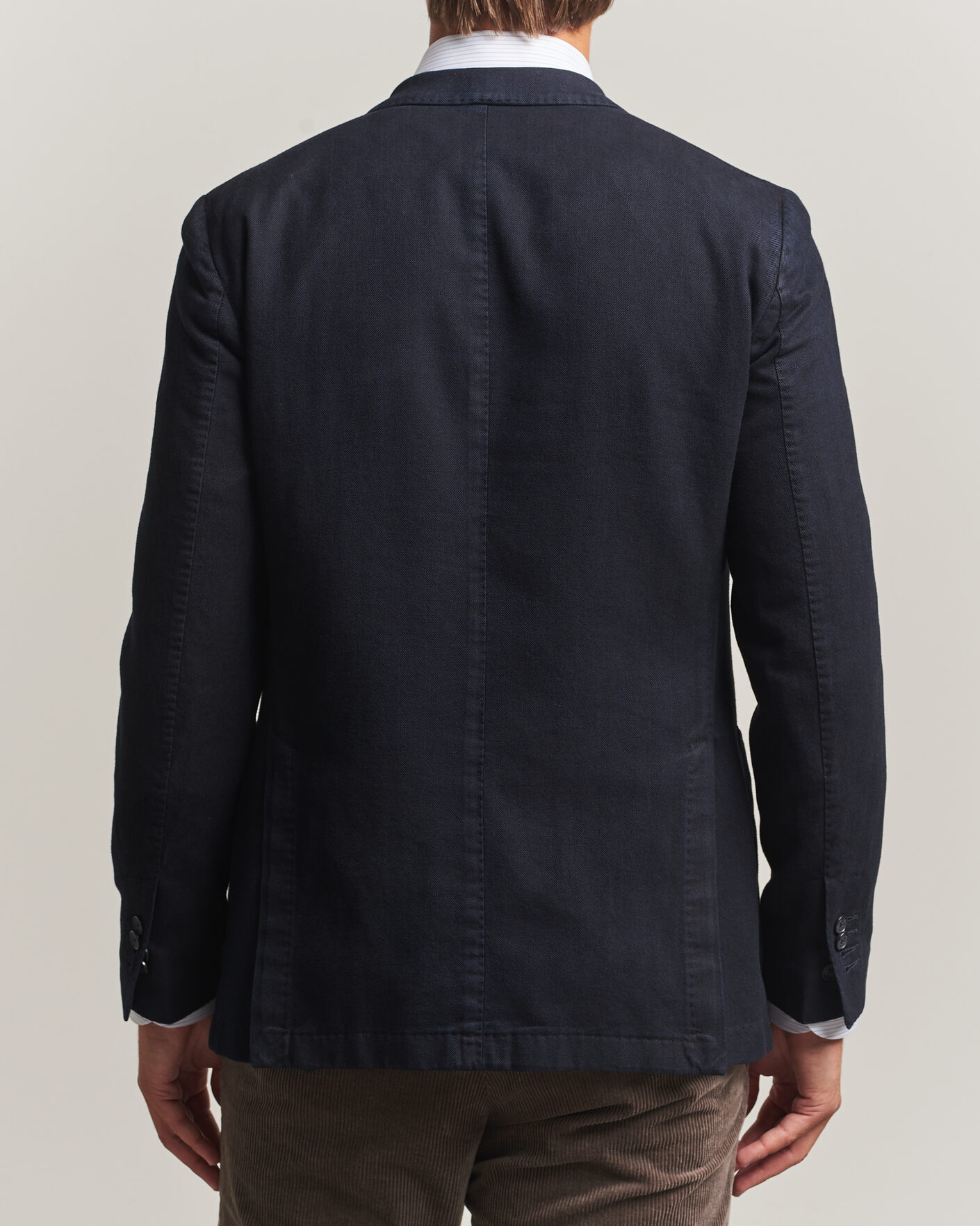 Herre | Dressjakker | Santaniello | Soft Touch Cotton Herringbone Blazer Navy