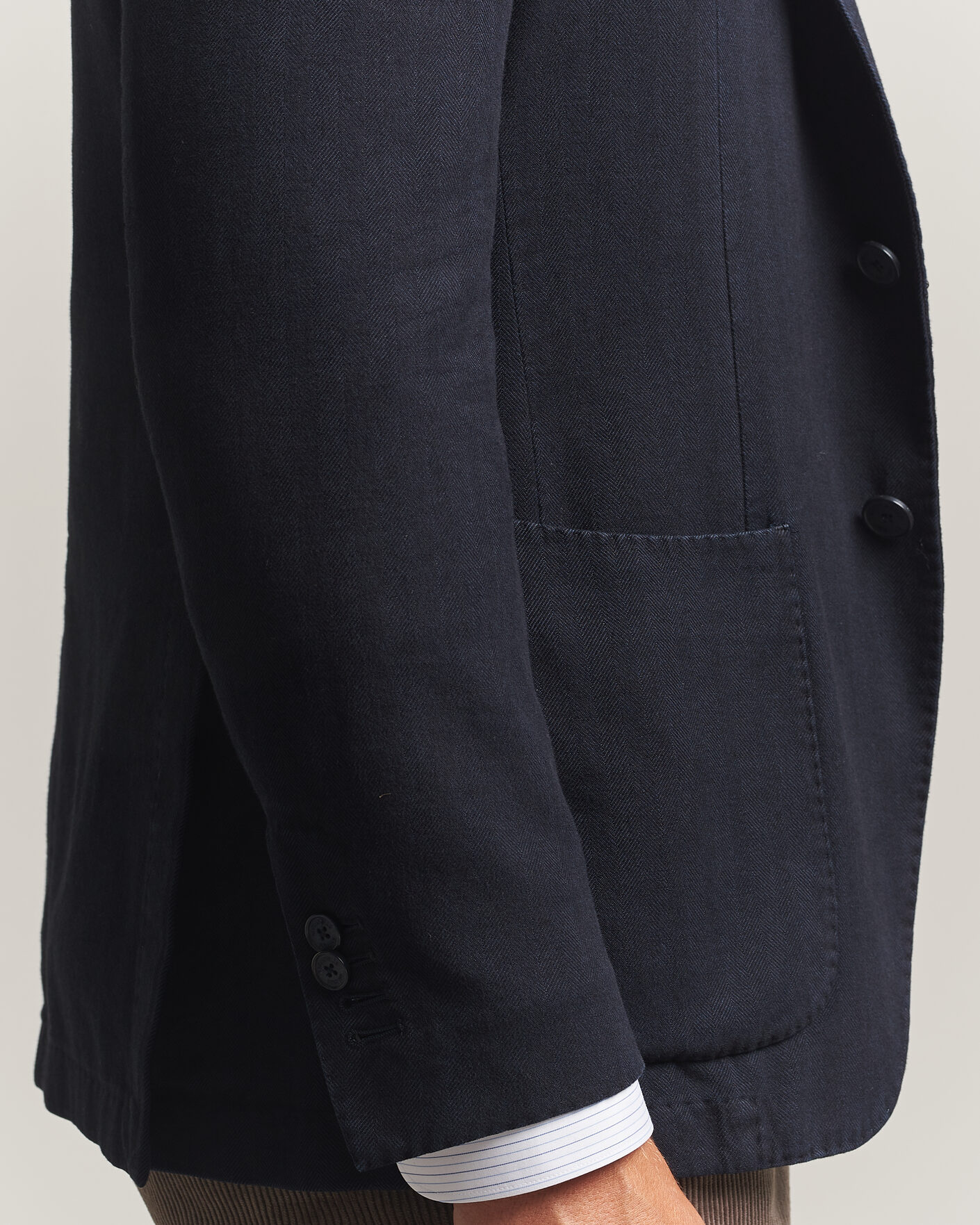 Herre | Dressjakker | Santaniello | Soft Touch Cotton Herringbone Blazer Navy