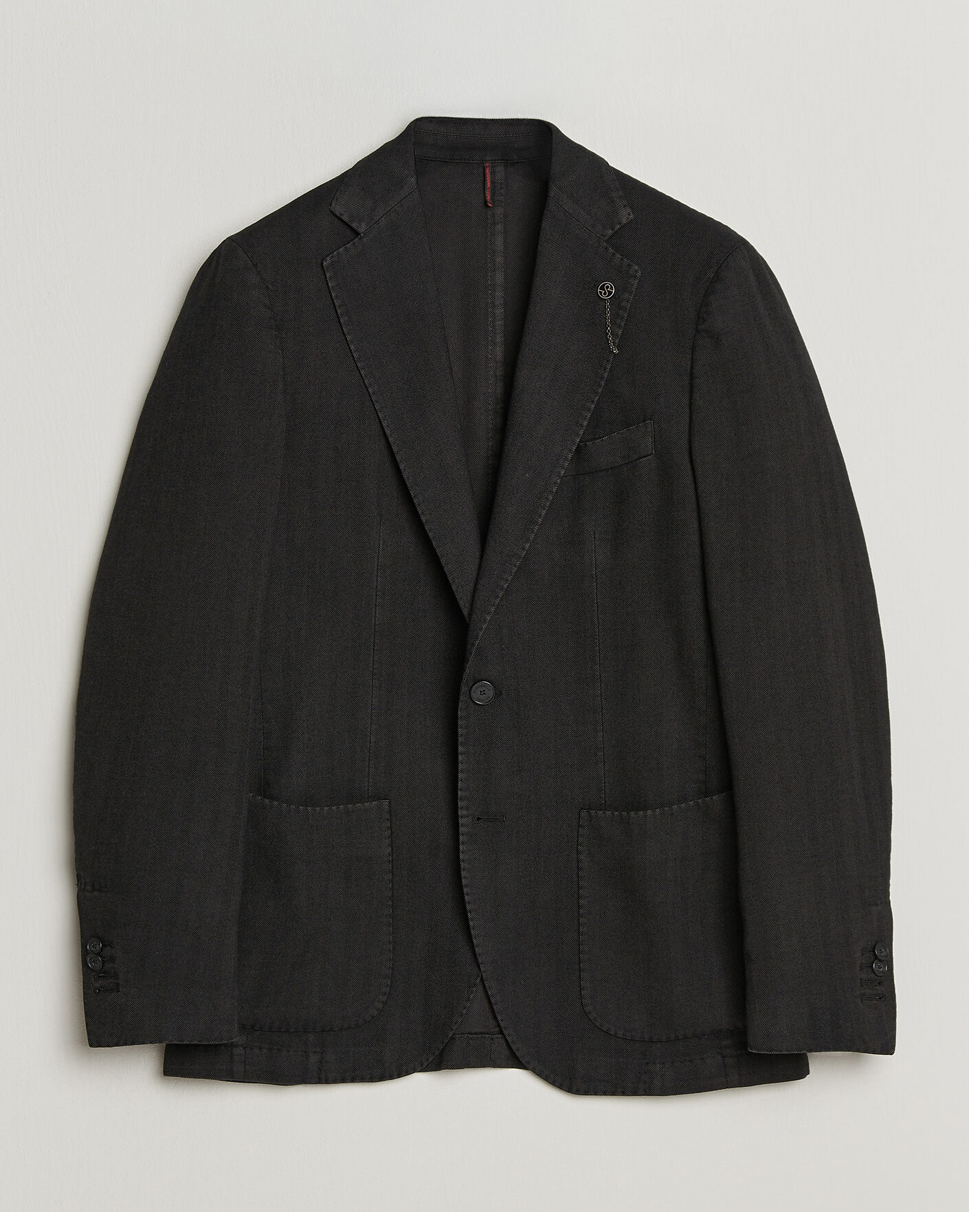 Herre | Dressjakker | Santaniello | Soft Touch Cotton Herringbone Blazer Black