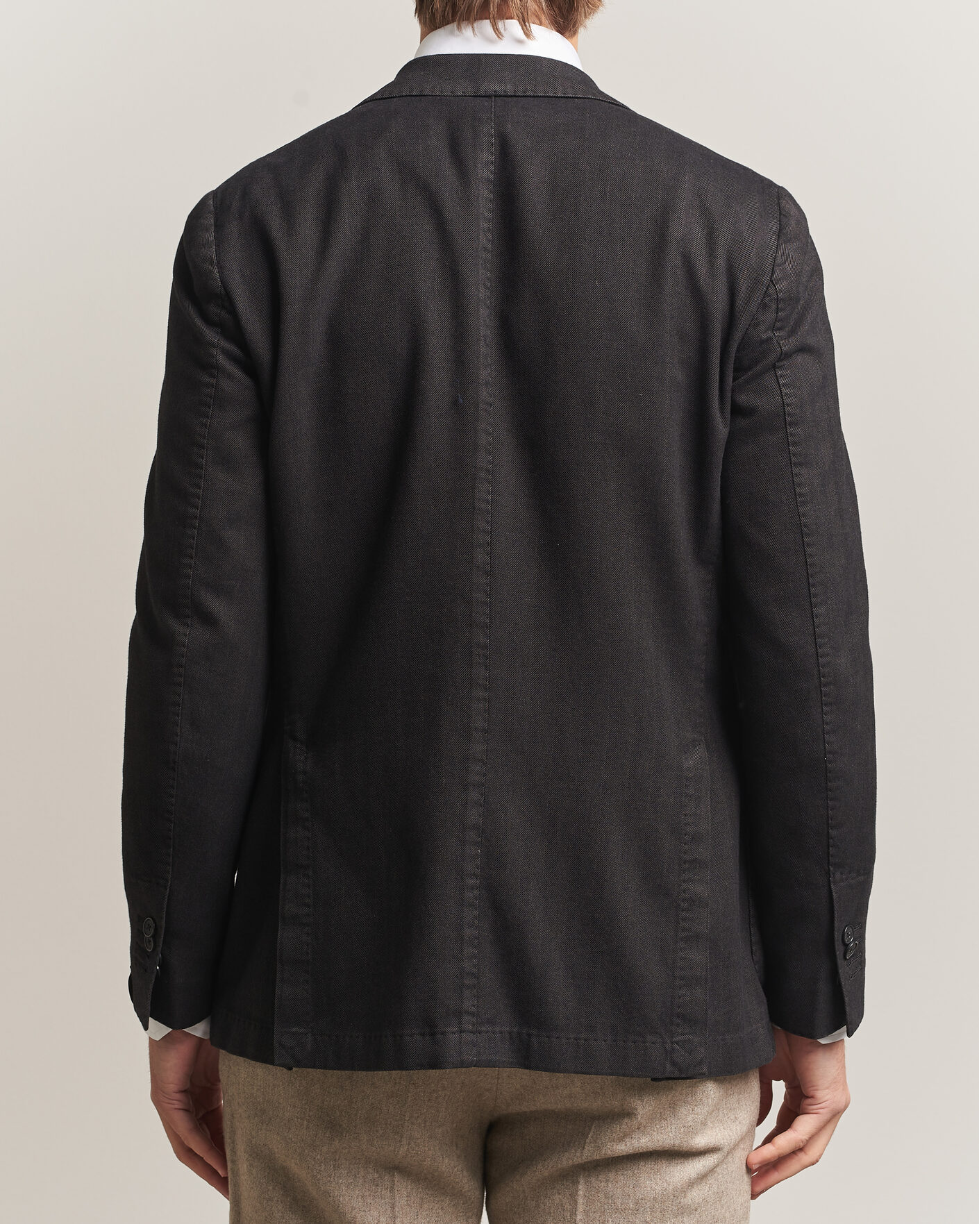 Herre | Dressjakker | Santaniello | Soft Touch Cotton Herringbone Blazer Black