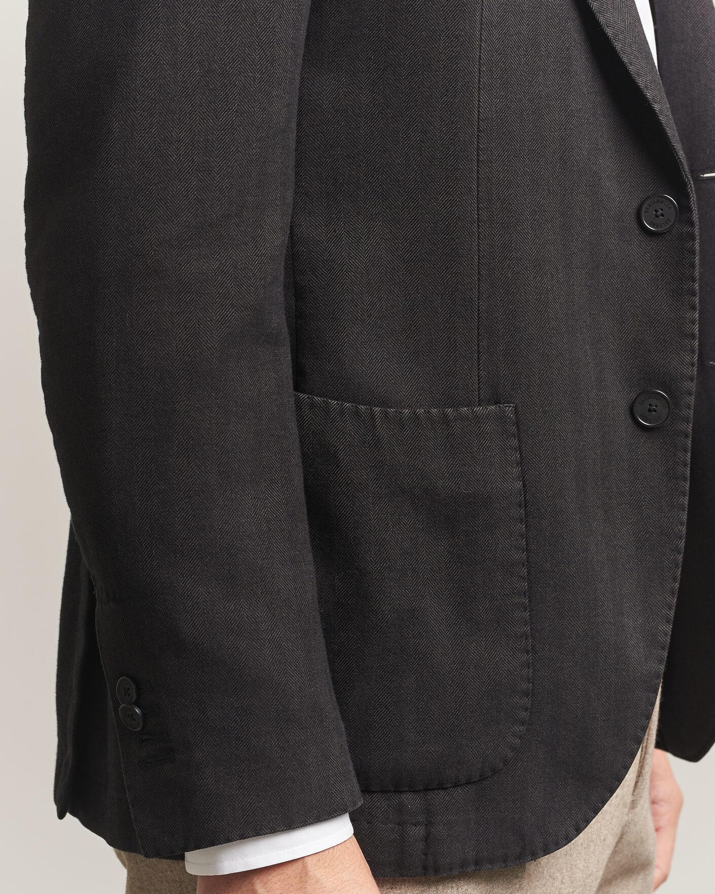 Herre | Dressjakker | Santaniello | Soft Touch Cotton Herringbone Blazer Black