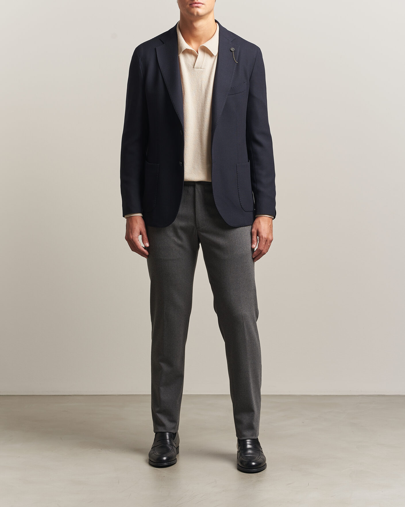 Herre | Dressjakker | Santaniello | Wool Mini Hopsack Blazer Navy