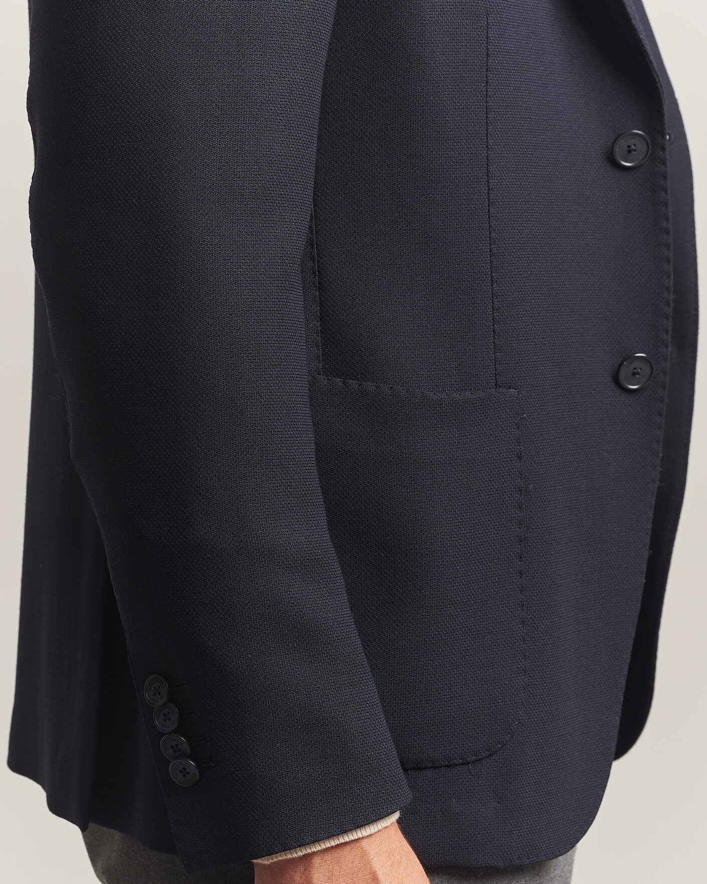 Herre | Dressjakker | Santaniello | Wool Mini Hopsack Blazer Navy