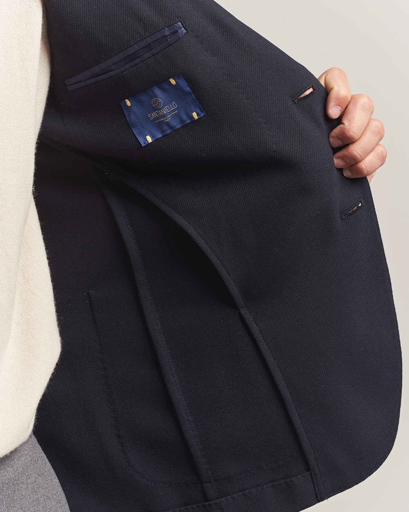 Herre | Dressjakker | Santaniello | Wool Mini Hopsack Blazer Navy