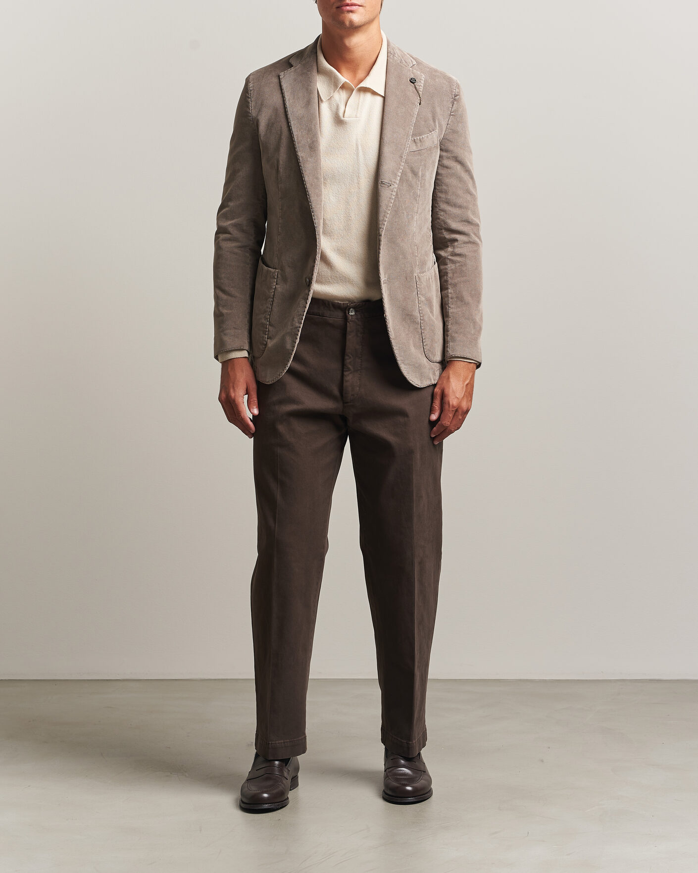 Herre | Dressjakker | Santaniello | Corduroy Patch Pocket Blazer Taupe