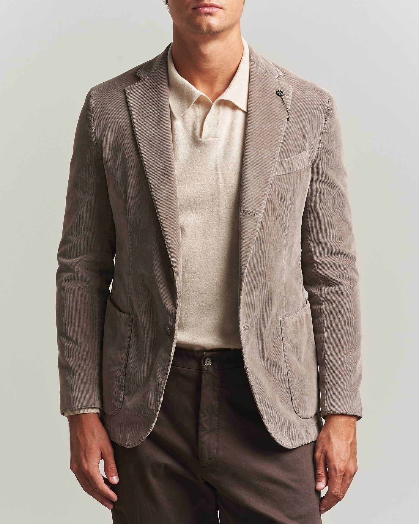 Herre | Dressjakker | Santaniello | Corduroy Patch Pocket Blazer Taupe