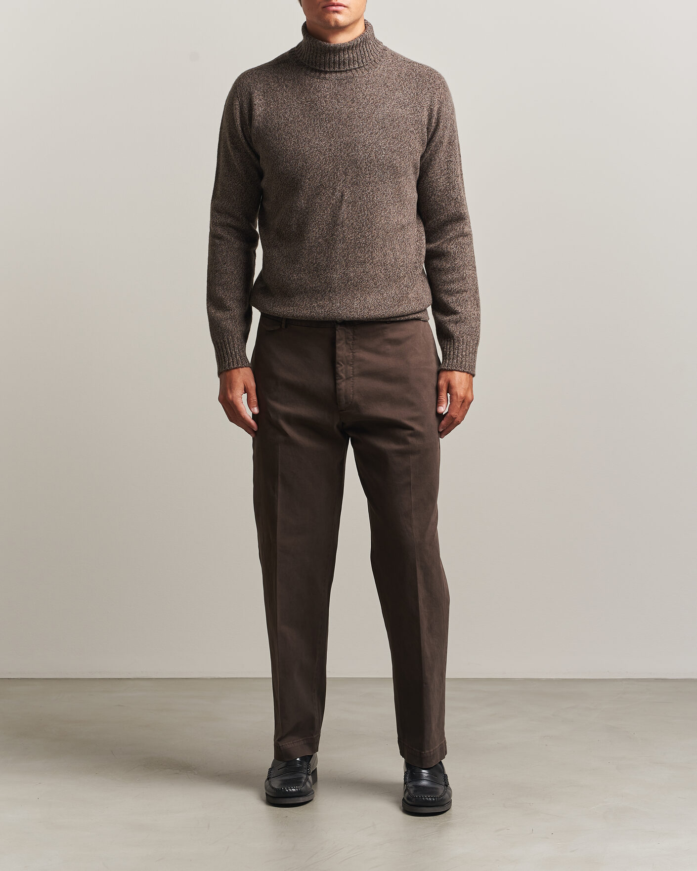 Herre | Bukser | Santaniello | Washed Cotton Trousers Brown