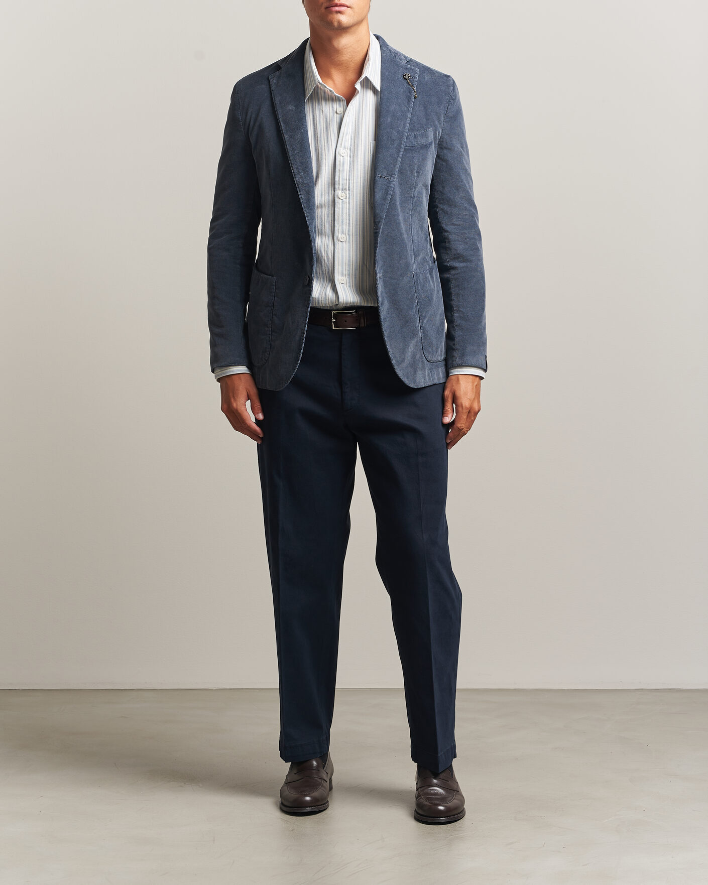 Herre | Bukser | Santaniello | Washed Cotton Trousers Navy