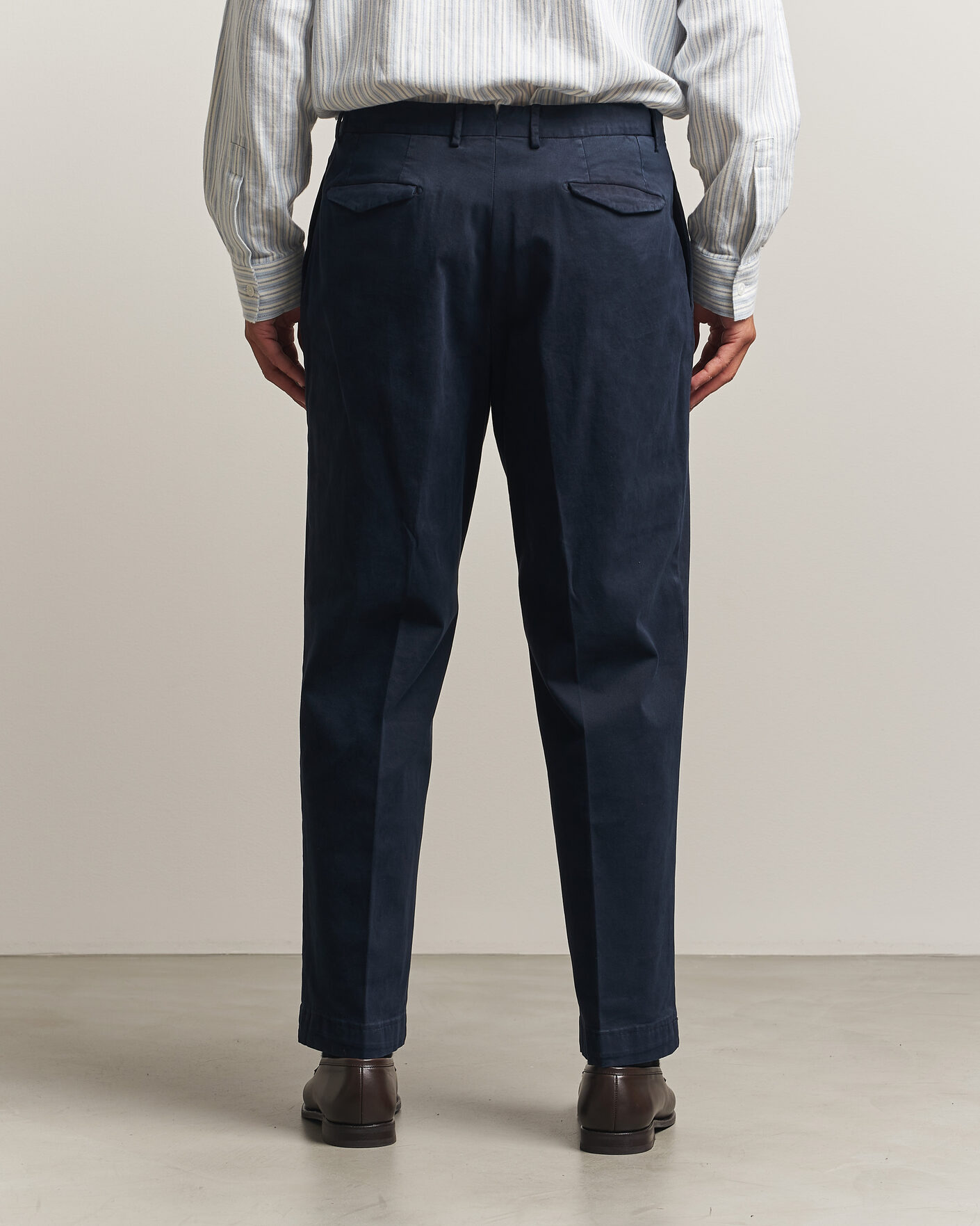 Herre | Bukser | Santaniello | Washed Cotton Trousers Navy