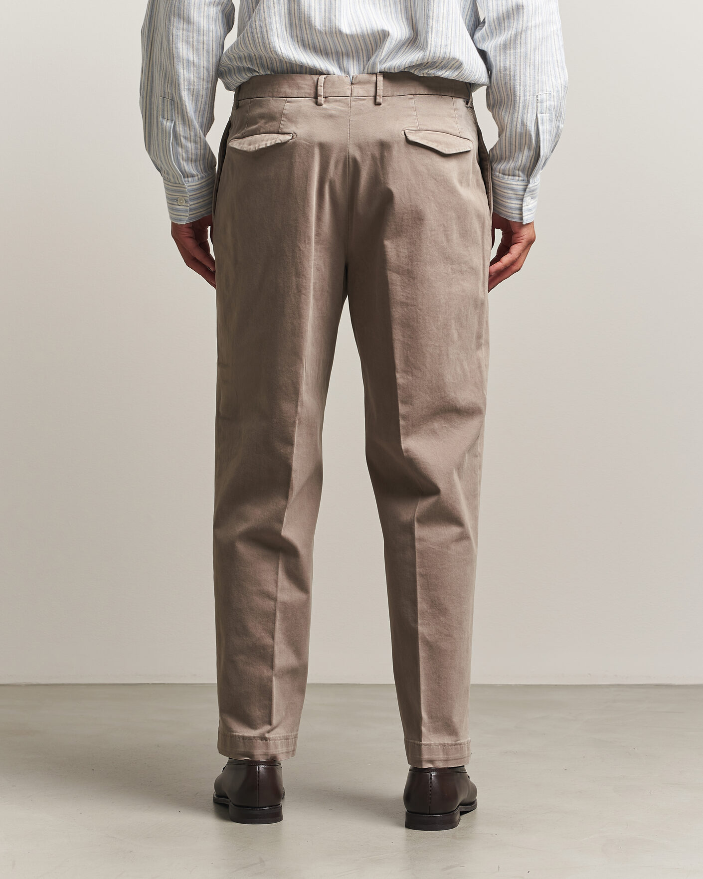 Herre | Bukser | Santaniello | Washed Cotton Trousers Taupe