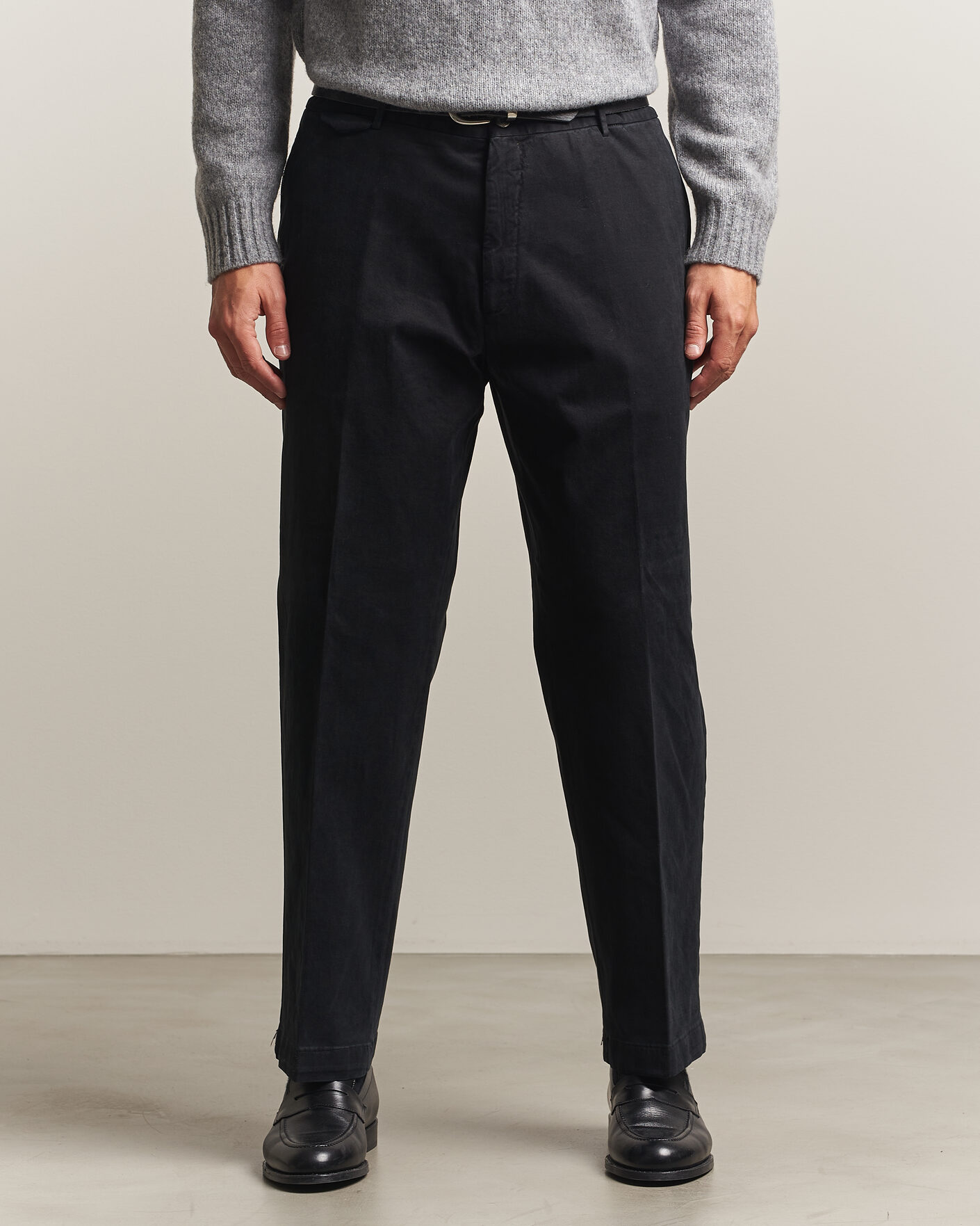 Herre | Bukser | Santaniello | Washed Cotton Trousers Black