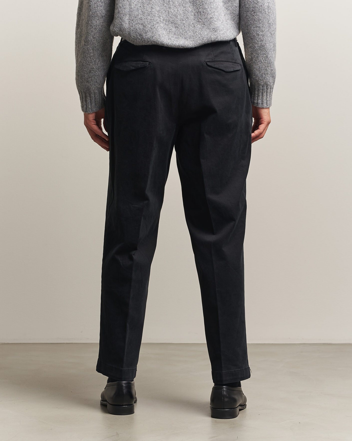 Herre | Bukser | Santaniello | Washed Cotton Trousers Black