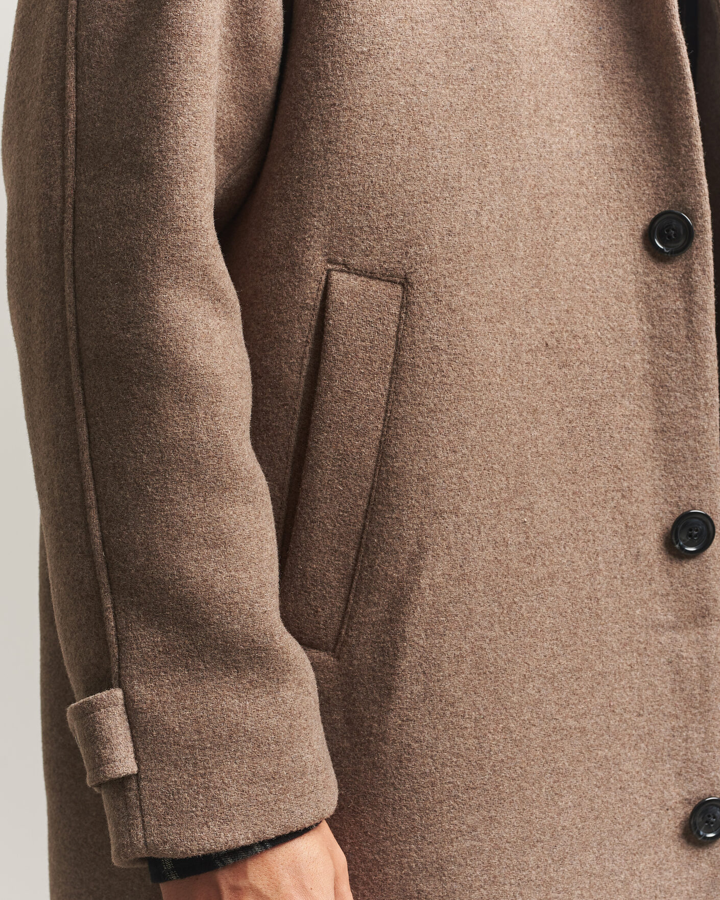 Herre | Jakker | LES DEUX | Solid Wool Coat Dark Sand Melange