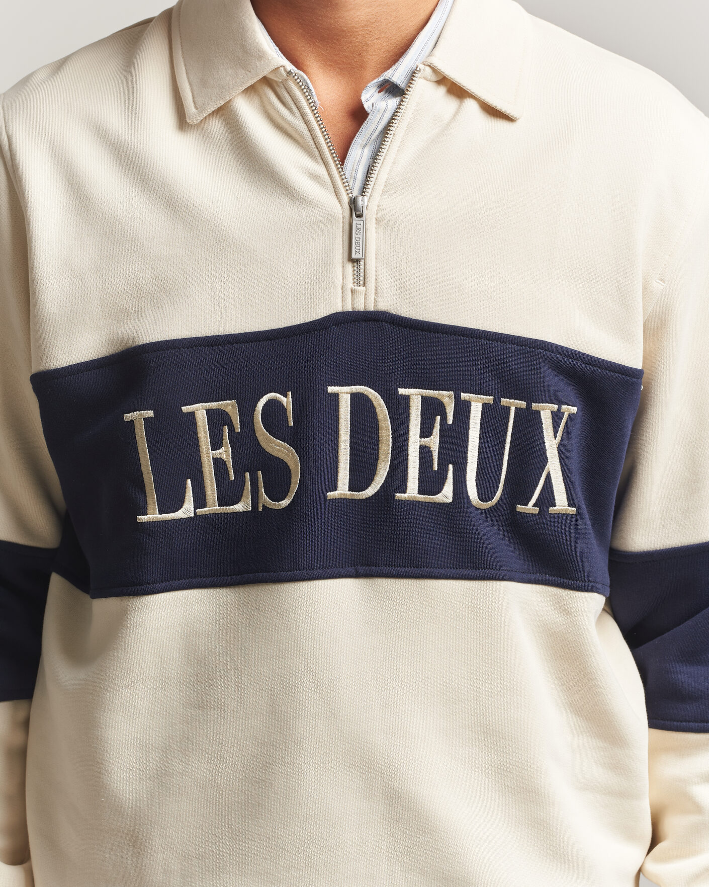 Herre | Gensere | LES DEUX | Zipper Rugby Sweatshirt Ivory