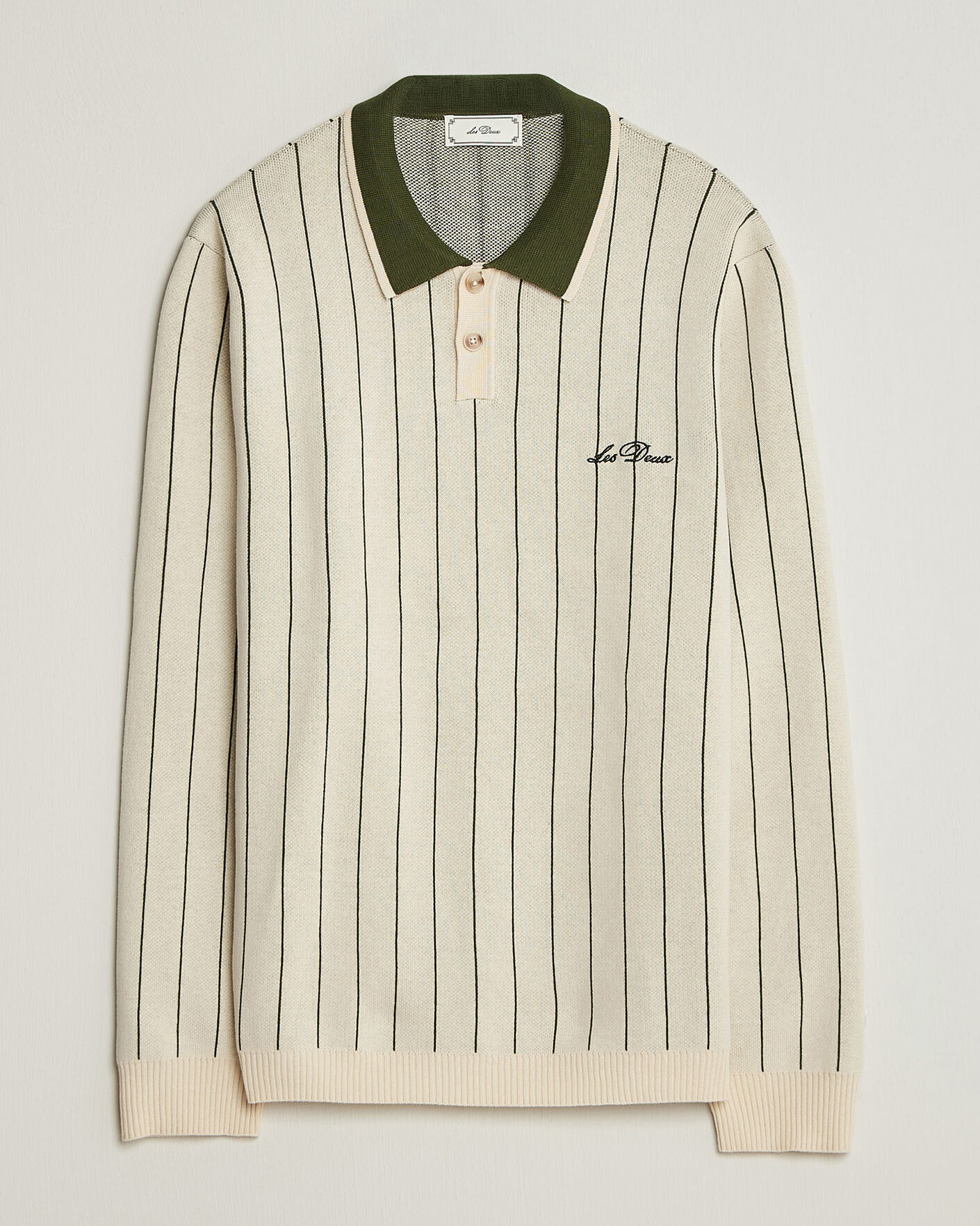 Herre | Gensere | LES DEUX | Signature Knitted Long Sleeve Polo Ivory